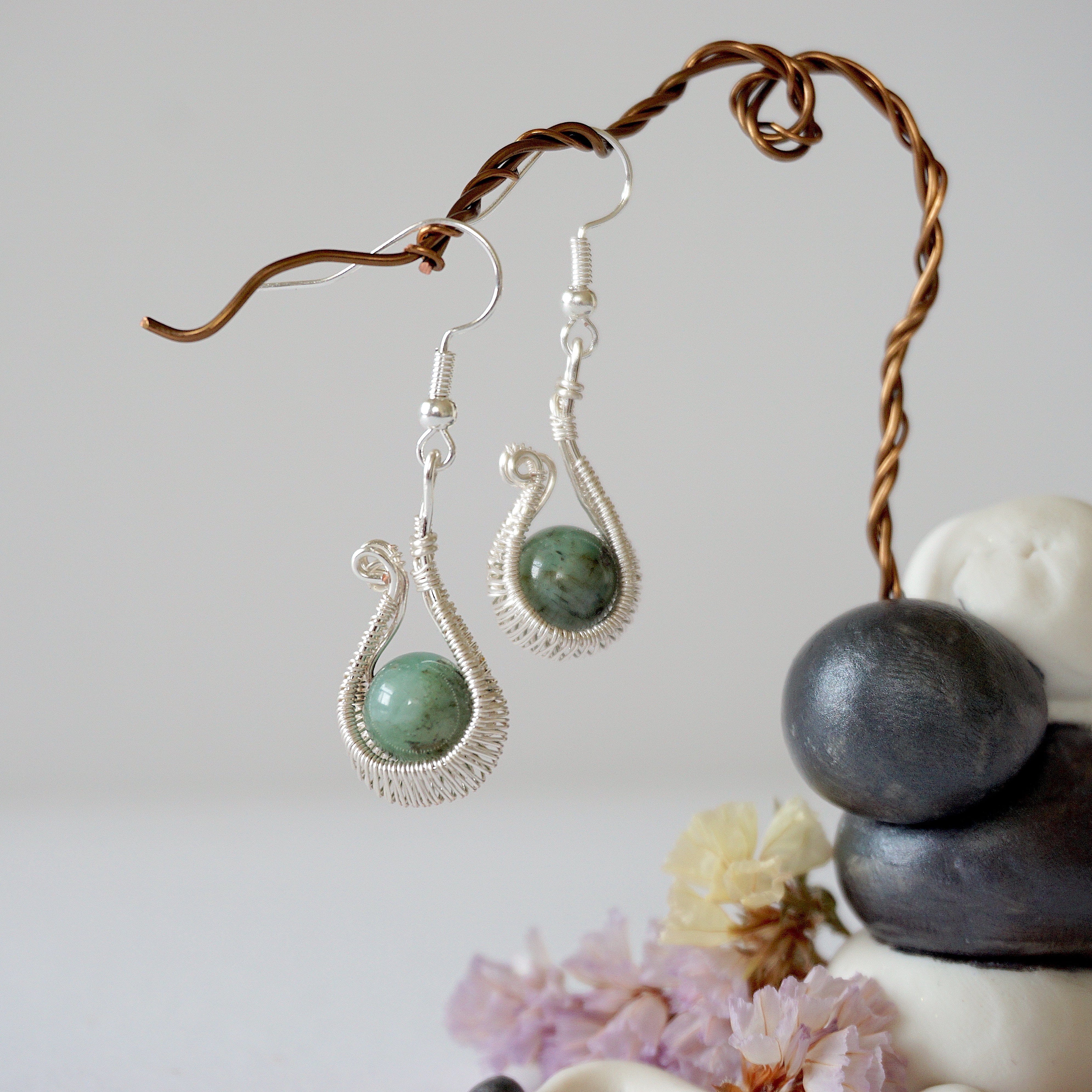 Emerald Cradle Hoop Earrings - Sterling Silver Plated Dangle Earrings for Women, Elegant Jewelry Gift for Birthday, Anniversary & Special Occasions