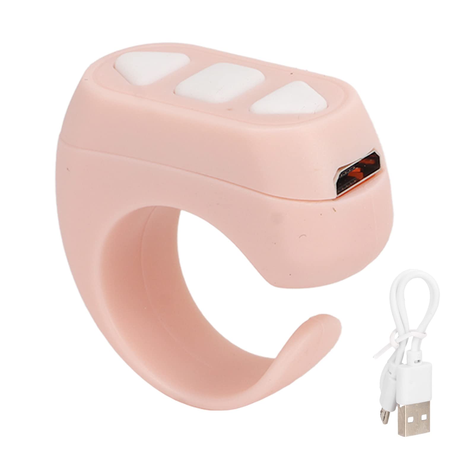 Bluetooth Page Turner Remote Control for Kindle, TikTok, and Phone - Wireless Scrolling Ring Clicker & Camera Shutter Button - ZL-03 (Pink) | Perfect for Reading eBooks, Live Streaming, and Hands-Free Selfies