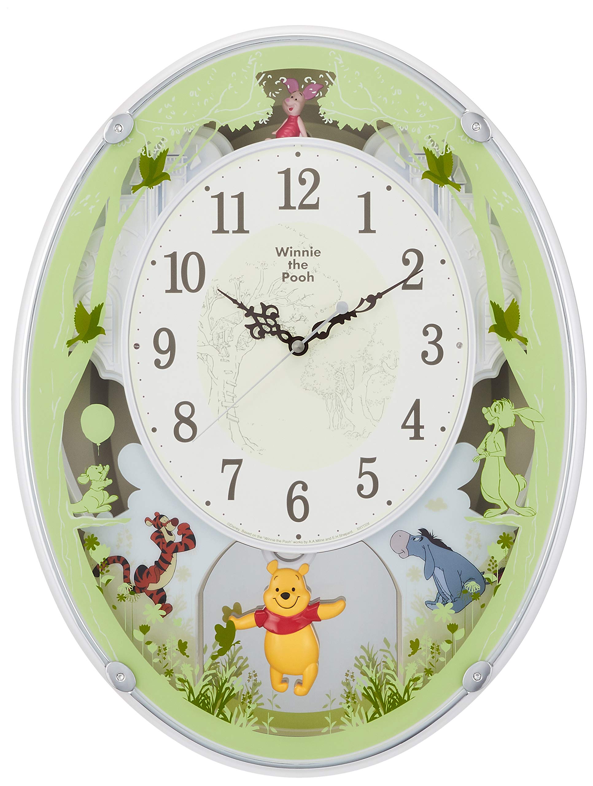 Disney Winnie The Pooh Wall Clock with Radio & Melody - White 4MN523MC03 | Cute Nursery Decor, Kids Room Clock, Pooh Bear Themed Gift for Children