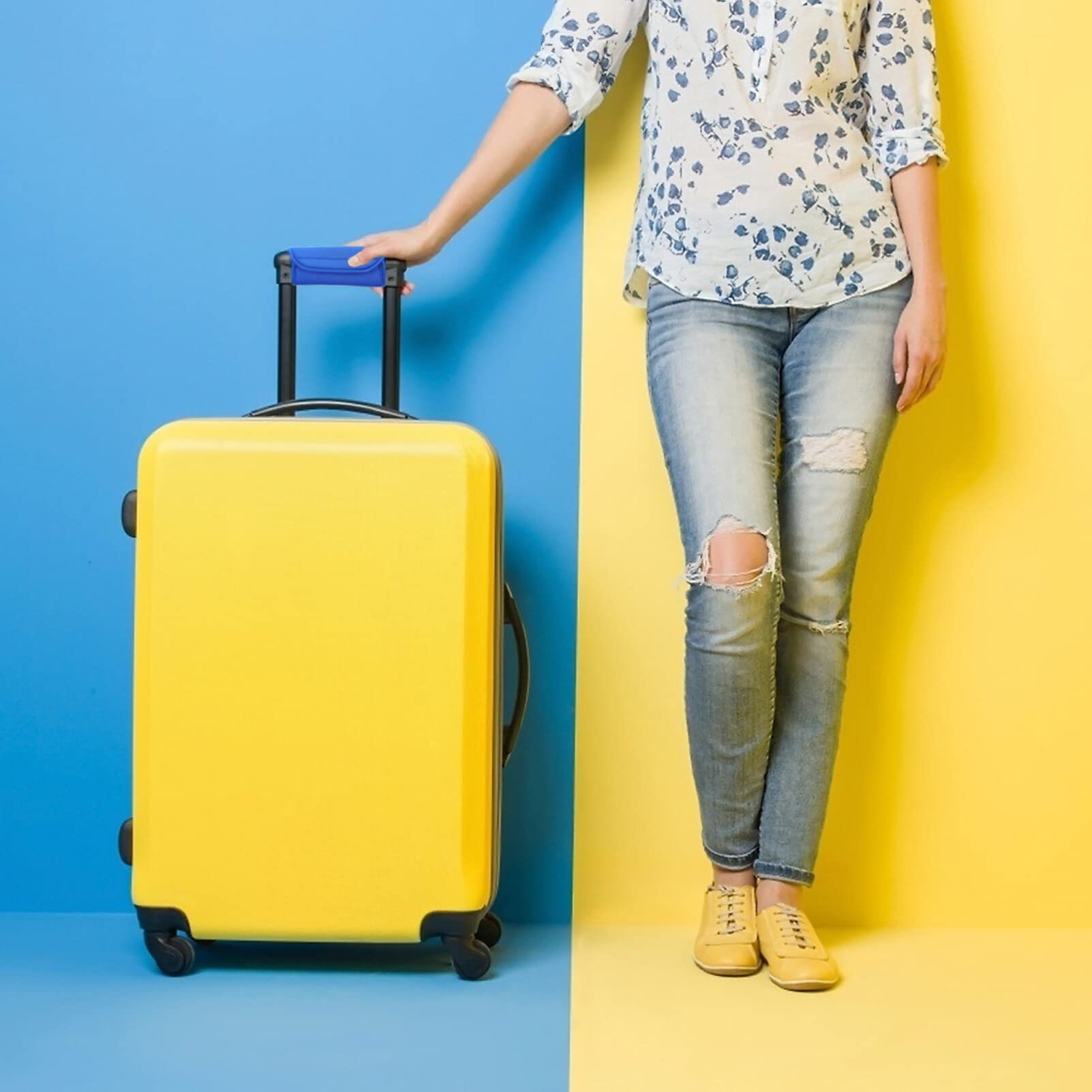 POPETPOP Neoprene Luggage Handle Covers - Soft Travel Suitcase Handle Wraps for Women, Non-Slip Grip Protectors with Unique Design - Perfect for Airplane, Train & Business Trips