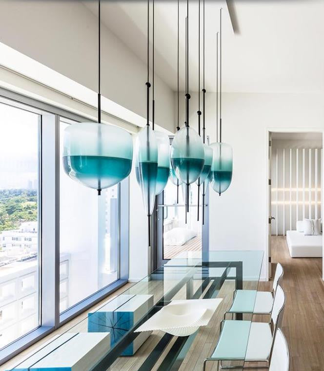 Nautica Glass Pendant Light Fixture - Modern Hanging Chandelier for Kitchen Island, Dining Room & Bedroom Lighting Decor