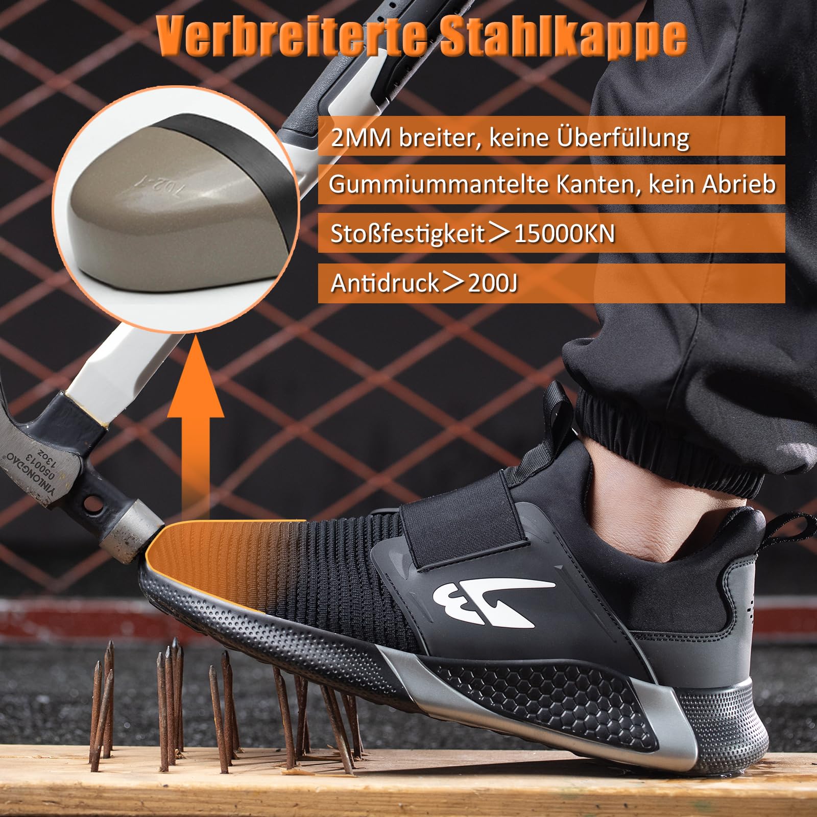 Men's Steel Toe Work Shoes - Lightweight Waterproof Safety Boots for Men & Women - Non-Slip, Breathable Protective Footwear for Construction, Warehouse & Outdoor Work