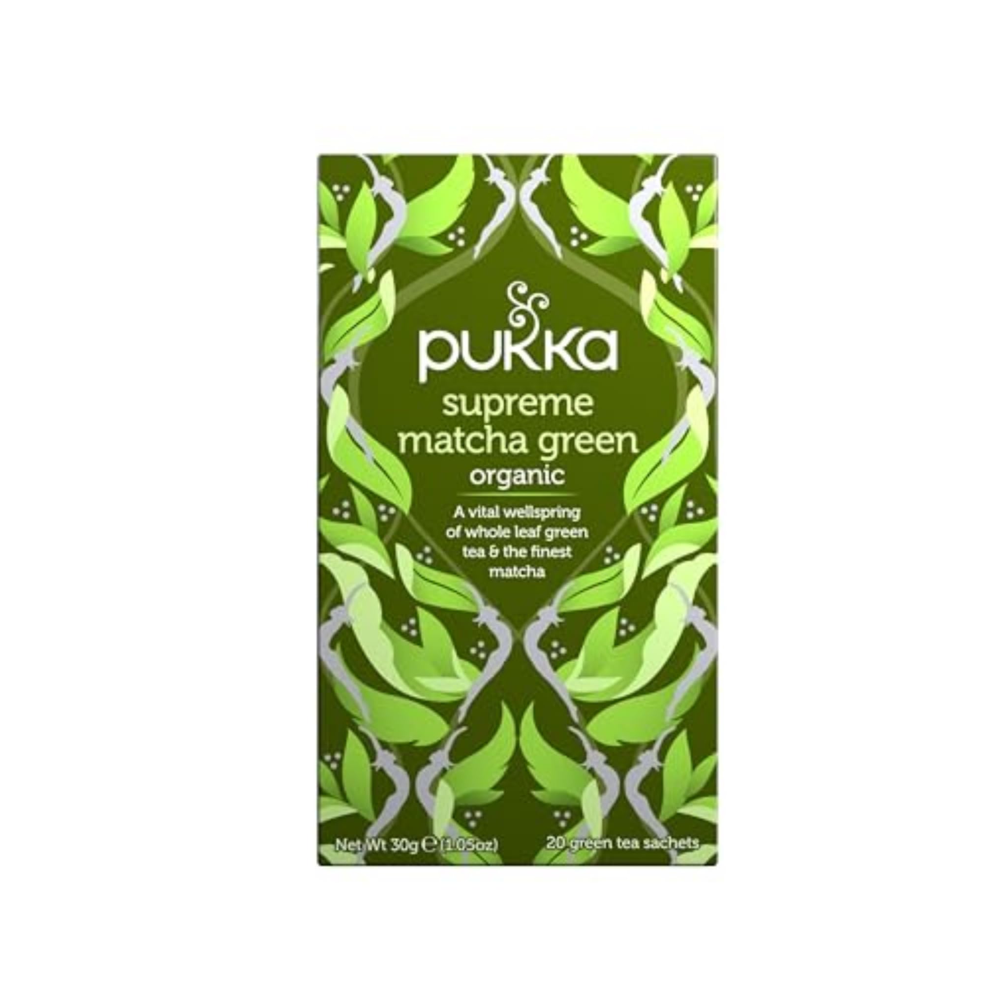 Organic Supreme Matcha Green Tea Bags - Pukka Herbal Tea (20 Count) | Antioxidant-Rich, Energy-Boosting for Morning & Afternoon Wellness