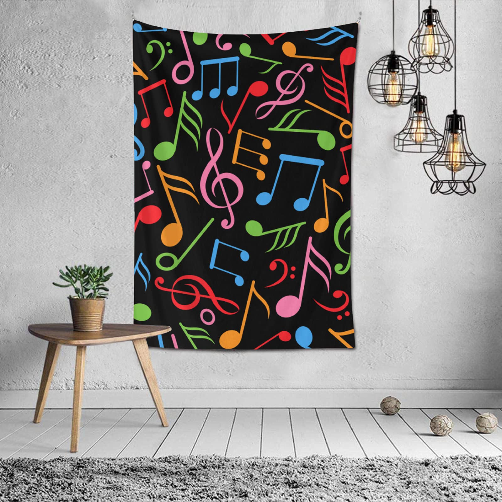 TropicalLife NIxux Colorful Musical Note Pattern Tapestry Wall Hanging - Aesthetic Polyester Fabric Decor for Bedroom, Living Room, Dorm (40x60 Inches) - Perfect for Boho Style, Music Lover Gifts & Home Decoration