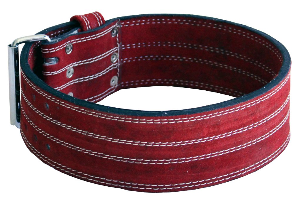 Ader Leather Power Lifting Weight Belt - 4 Inch Premium Red Gym Belt for Weightlifting, CrossFit & Strength Training - Ideal for Deadlifts, Squats & Heavy Lifting Workouts