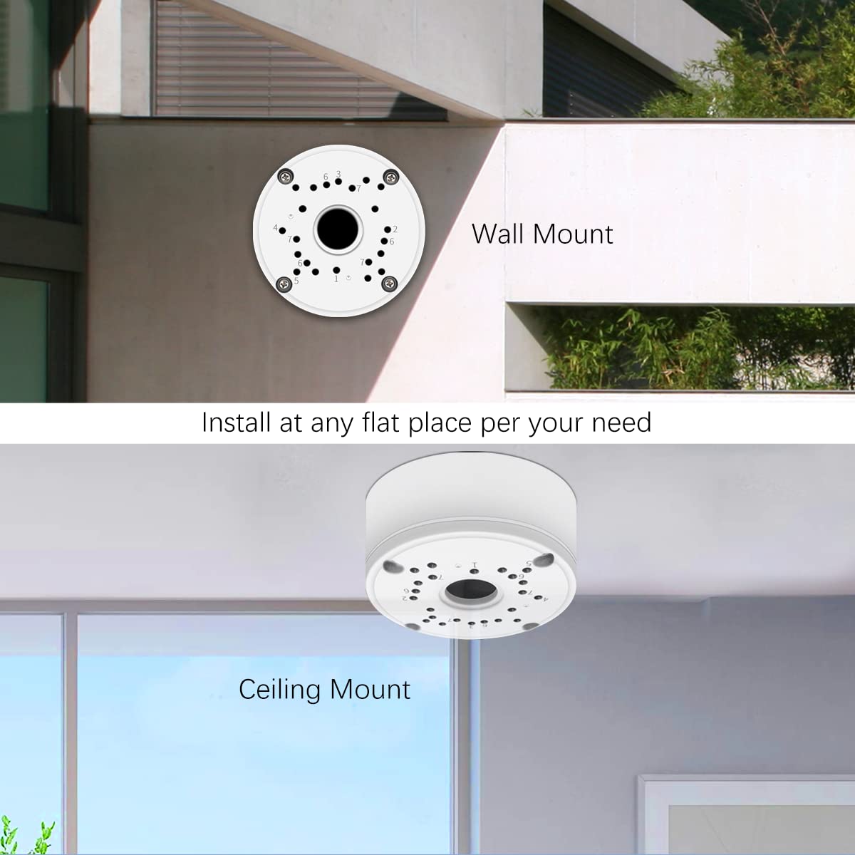 Universal Aluminum Waterproof Junction Box Mount Bracket - Compatible with Bullet Security Cameras & Solar Panels - Wall/Ceiling Installation - Hide Cables - Durable Metal Housing (8 Pack) - Ideal for Outdoor Security Systems & Solar Power Setups