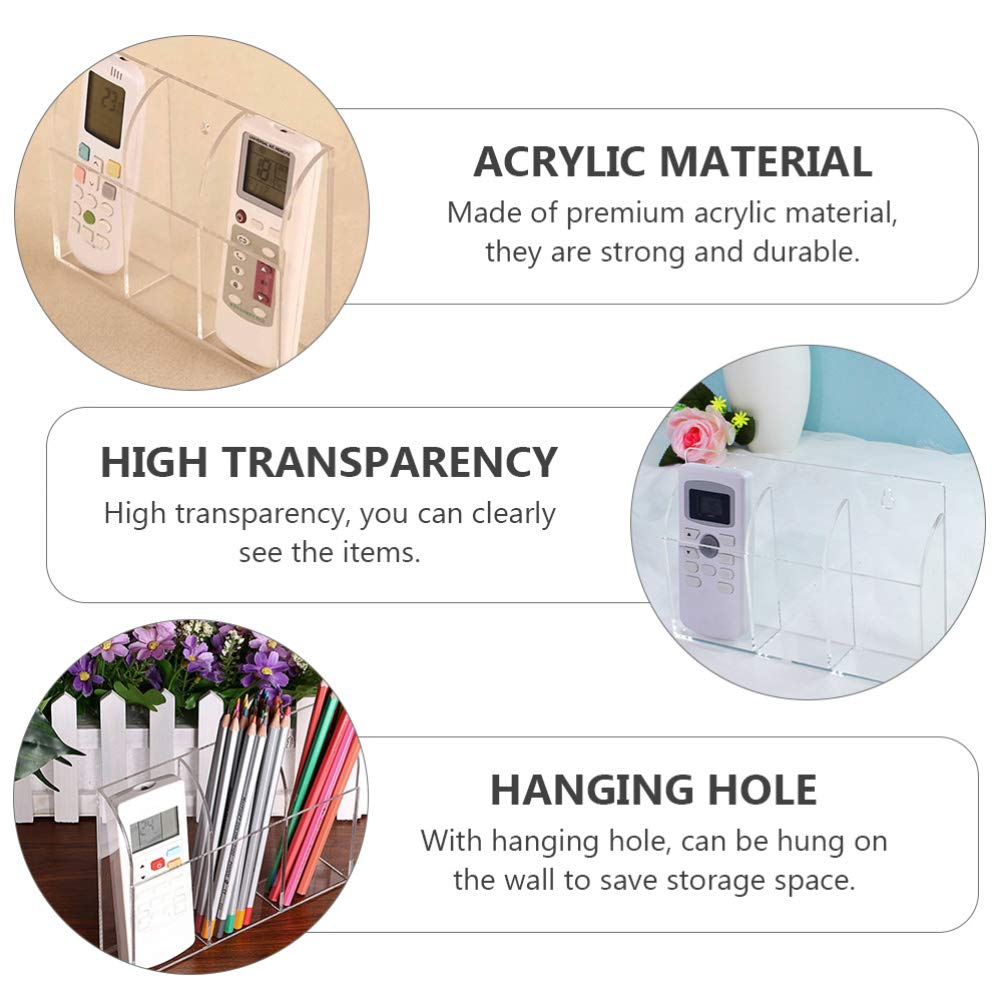 TEHAUX 2-Pack Remote Control Wall Mount Holder - Acrylic Hanging Storage Rack for TV, Air Conditioner & Pen Organizer - Space-Saving Wall-Mounted Solution for Living Room & Bedroom