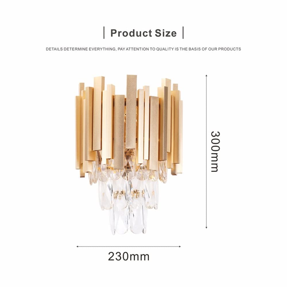 Crystal Wall Sconce Lamp - Gold Metal Wall Lighting Fixture with E14 Base, Geometric Home Decor for Living Room, Bedroom & Hallway | Elegant Wall Mounted Lamp for Bedside & Entryway Lighting