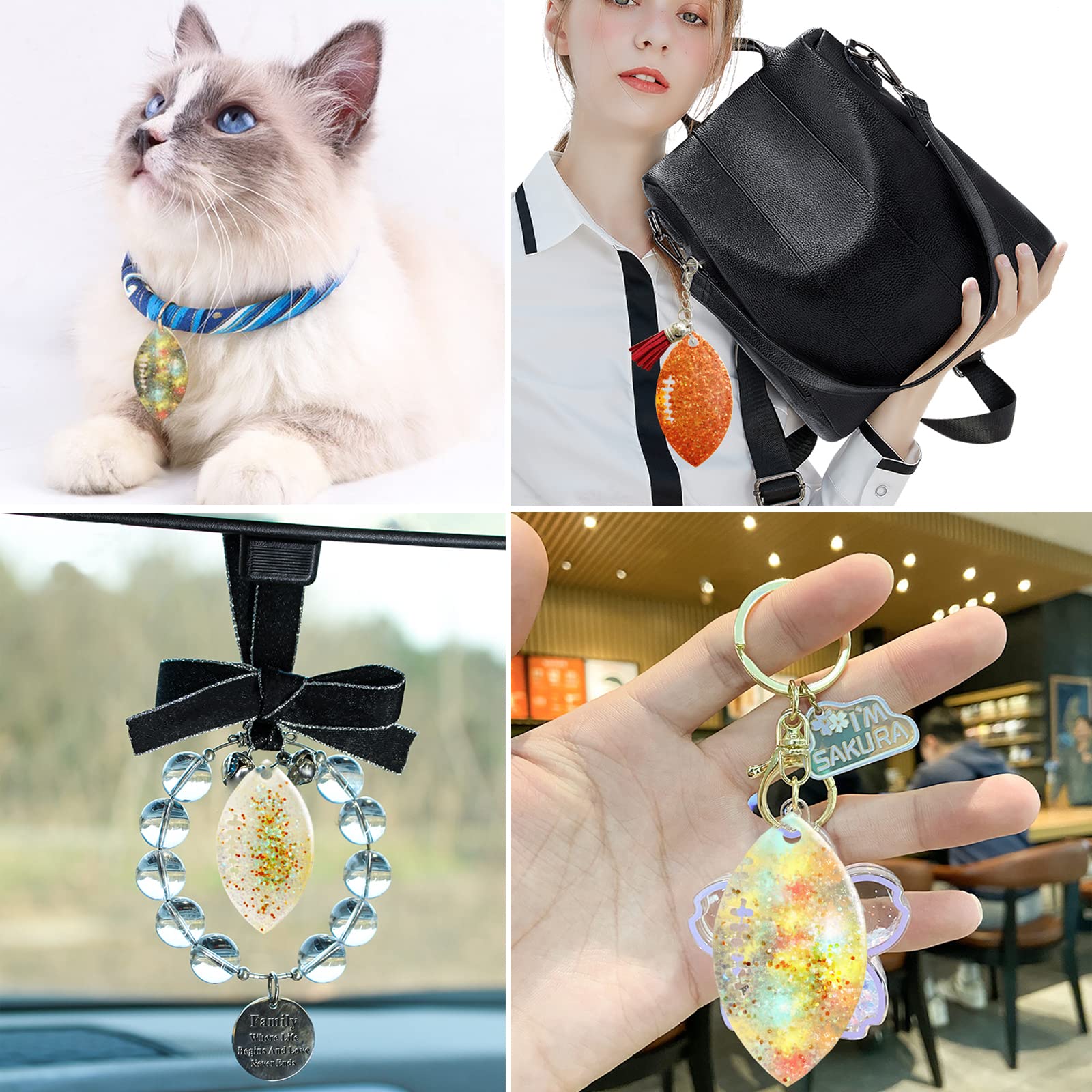 5Pcs Rugby Keychain Silicone Molds with Hole - DIY Football Charm Pendant & Tassel Molds for Crafting, Gift Making & Sports Fan Accessories - Perfect for Rugby Gifts, DIY Jewelry & Team Spirit Decorations