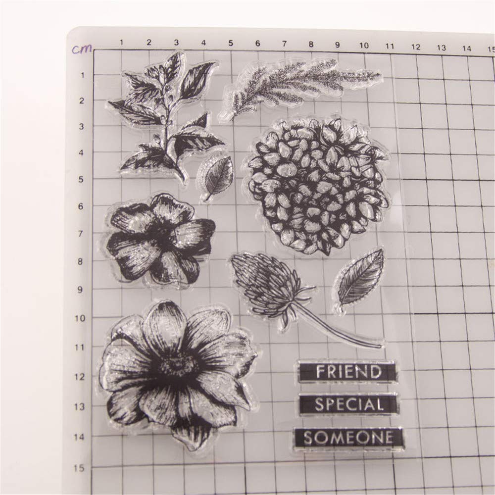 ArriettyCraft DIY Hydrangea Flower & Leaf Clear Stamps Set - Transparent Silicone Stamps for Card Making, Scrapbooking, Journaling & Paper Crafts - Perfect for Wedding Invitations, Greeting Cards & Memory Albums