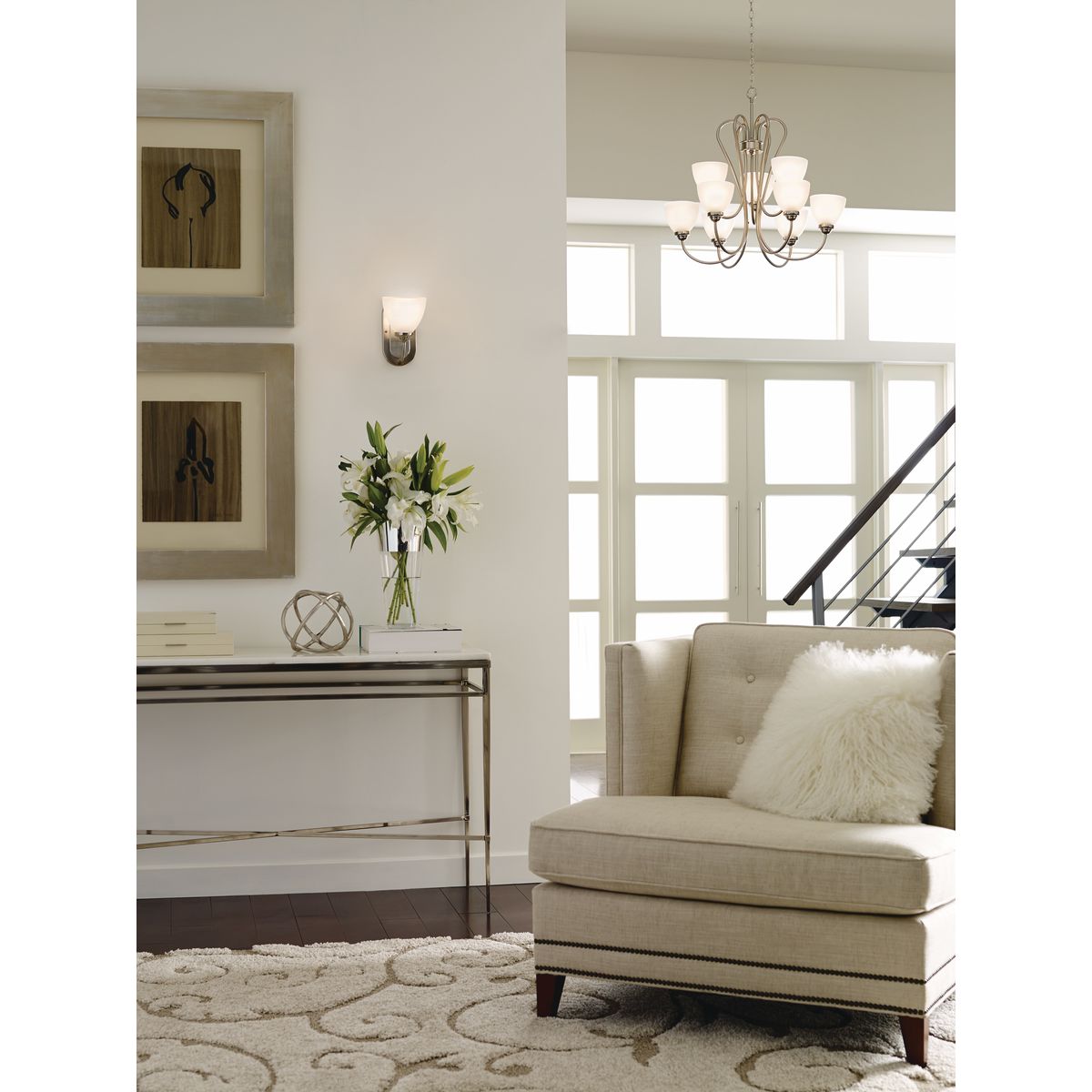 Heart-Shaped 9-Light Etched Glass Chandelier - Elegant Dining Room Lighting Fixture for Romantic Dinners & Bedroom Decor