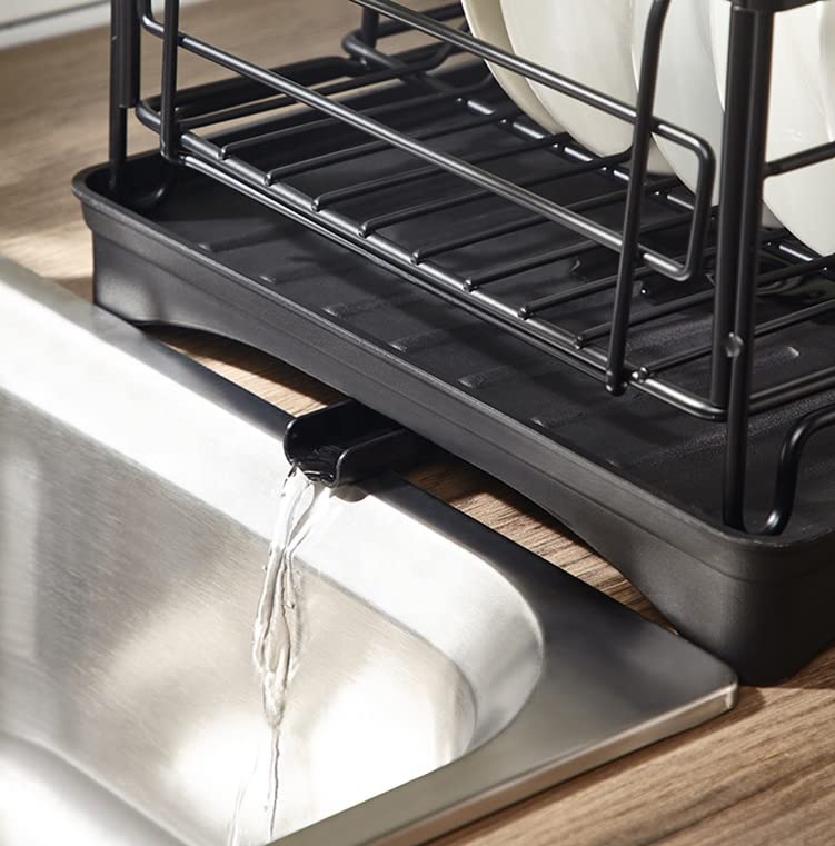 ARHAT Stainless Steel Dish Drying Rack for Kitchen Utensils | Compact Metal Dish Stand for Pantry & Countertop | Black Bartan Organizer (Not Assembled) | Perfect for Small Kitchens & Efficient Dish Storage