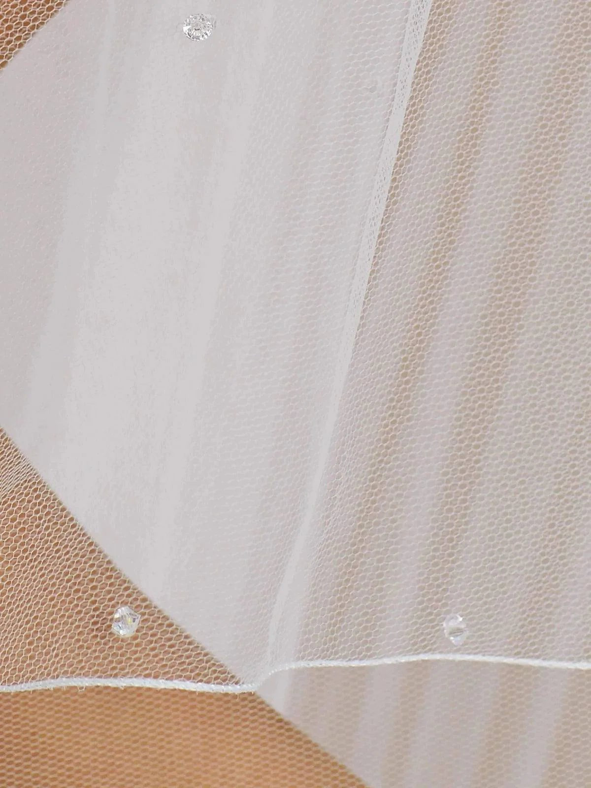 Elegant Cathedral Length Two-Tier Wedding Veil with Corded Edge & Crystal Embellishments - Ivory Tulle Bridal Accessory for Formal Weddings & Photoshoots