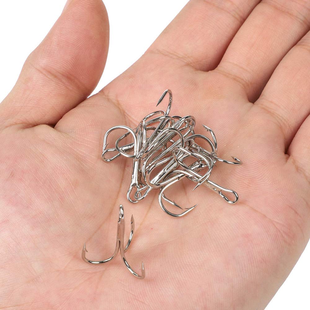 Premium Saltwater Treble Fishing Hooks - High Carbon Steel, Super Sharp Triple Barbed Design (Sizes 1-18) for Bass, Trout & Saltwater Fishing - Ideal for Lures, Bait Fishing & Offshore Angling