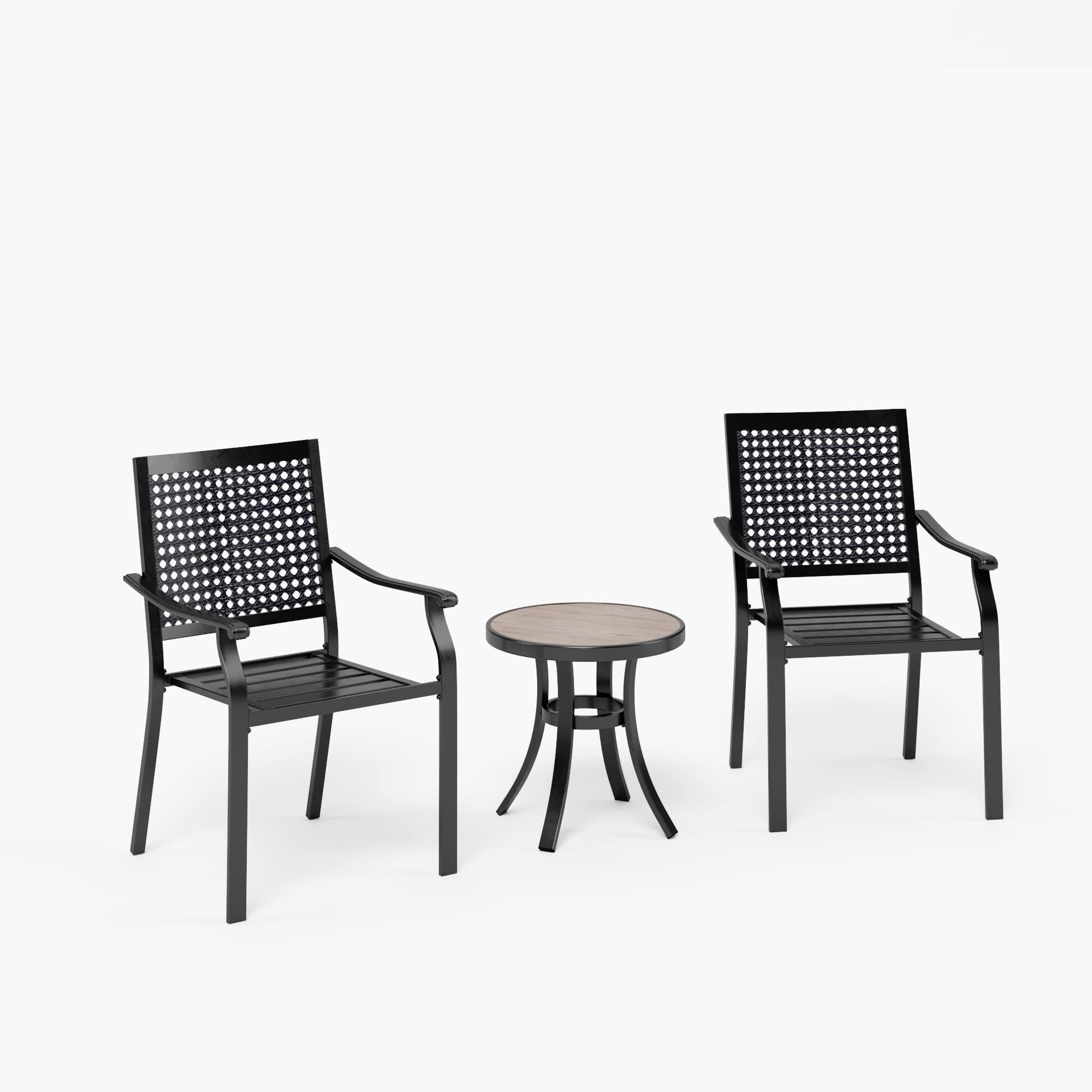 Sophia & William 3-Piece Patio Bistro Set - 2 Stackable Metal Chairs & Round Side Table - Outdoor Furniture for Backyard, Balcony, Garden & Indoor Use - Perfect for Relaxing, Dining & Entertaining