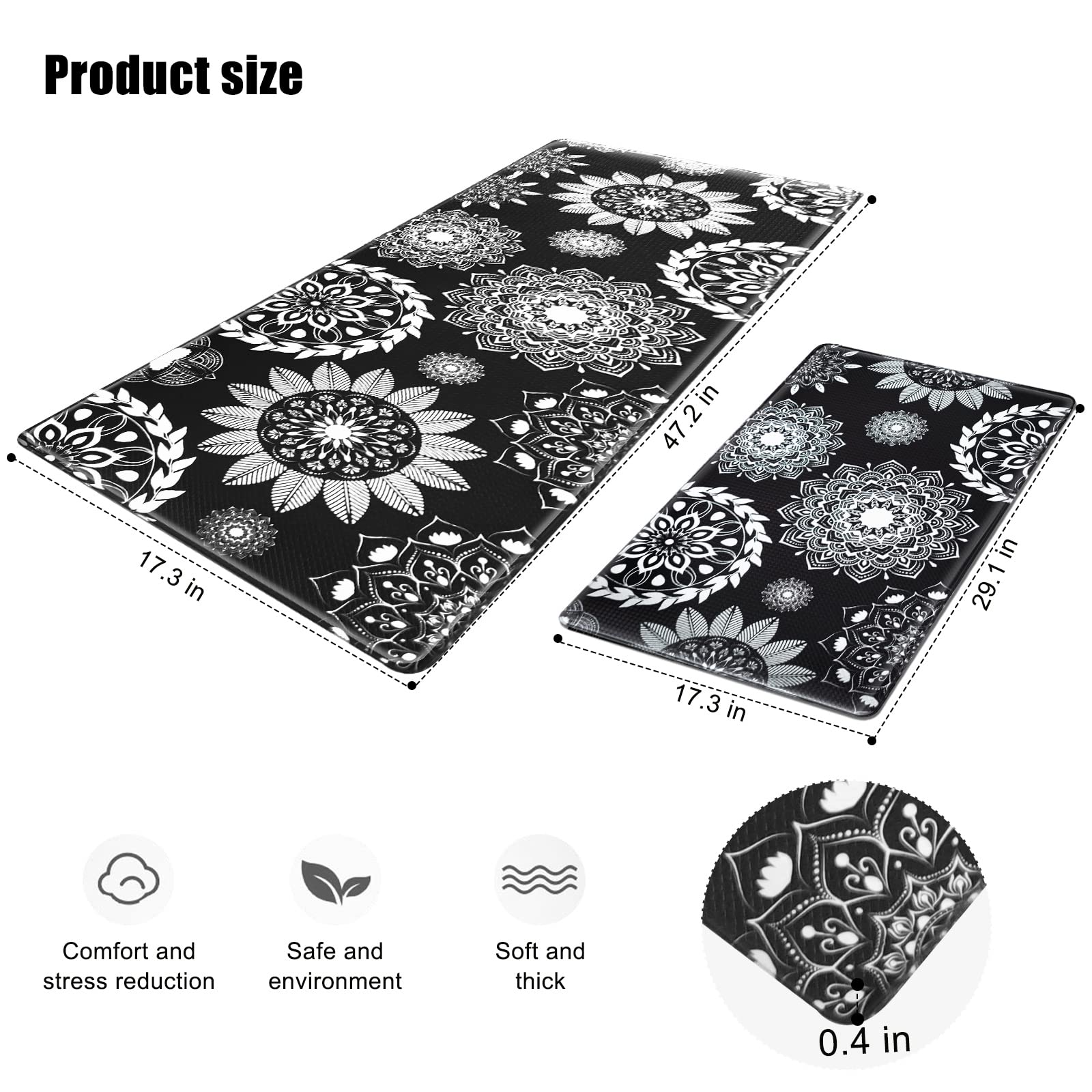 **Premium Anti-Fatigue Kitchen Mat Set of 2 – Non-Slip, Waterproof & Cushioned Floor Mats for Standing Comfort – Ideal for Kitchen, Laundry, Sink, Office & Desk Use – Ergonomic Support for Long Hours**