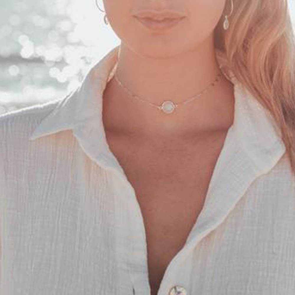 14K Gold Plated Dainty Choker Necklace for Women - Handmade Medallion Snake Link Chain with Cross, Star & Moon Charms | Adjustable Simple Choker Jewelry for Everyday Wear, Date Night & Special Occasions