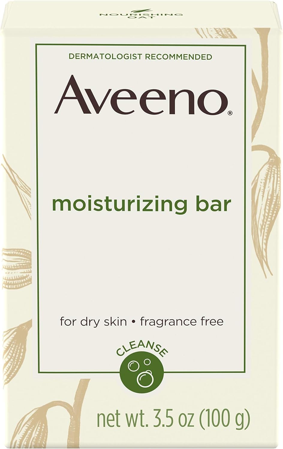 Aveeno Gentle Moisturizing Bar Soap-Free Facial Cleanser with Nourishing Oat for Dry Sensitive Skin - Fragrance Free, Dye Free - 3.5 oz - Perfect for Daily Face Wash & Travel Skincare Routine