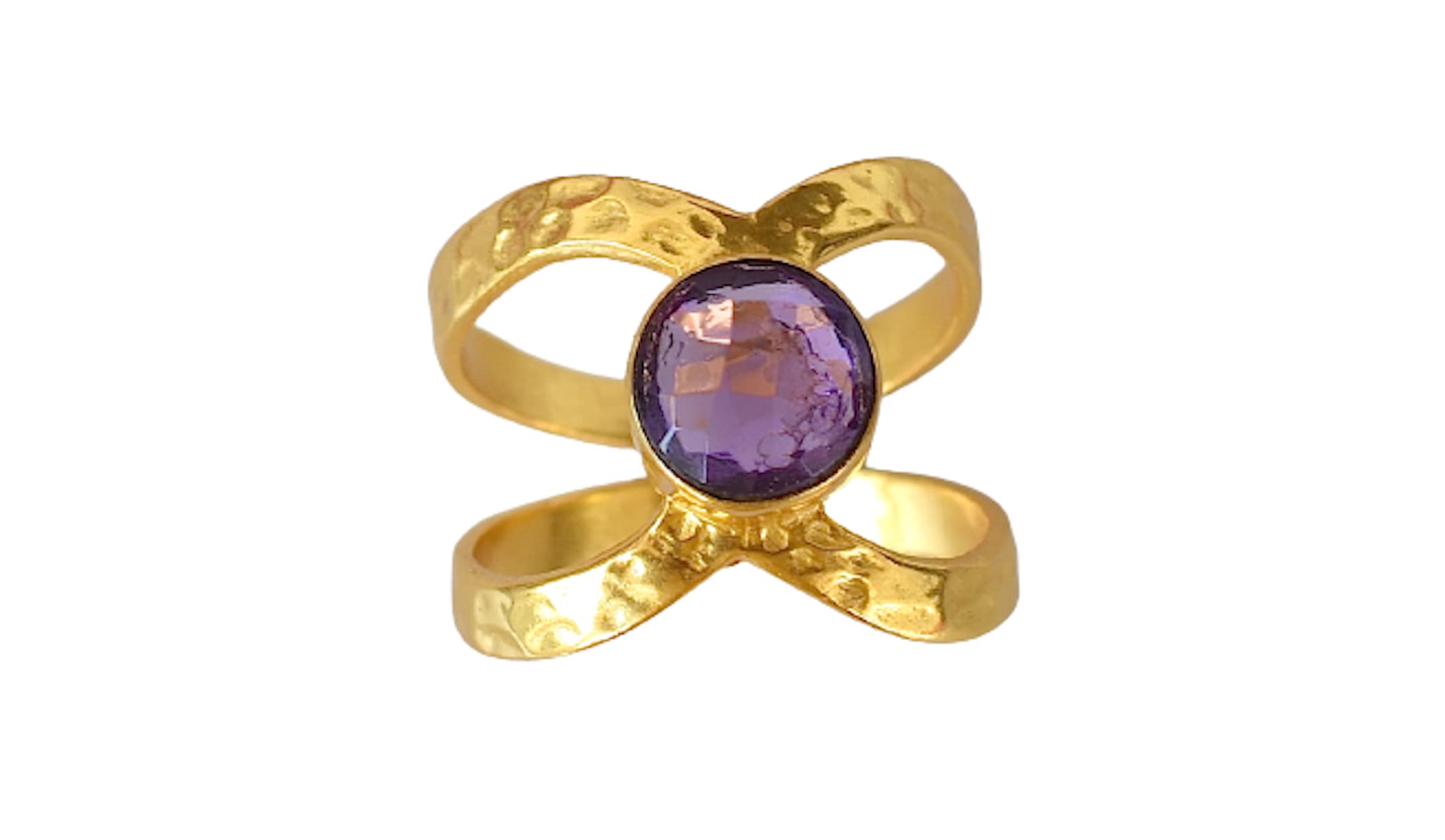 Purple Amethyst Gold Plated Rings for Women - Elegant Bridesmaid Gift & Fashion Jewelry | Handmade Minimalist Gemstone Ring for Girls (VR-050) | Perfect for Weddings, Parties & Special Occasions