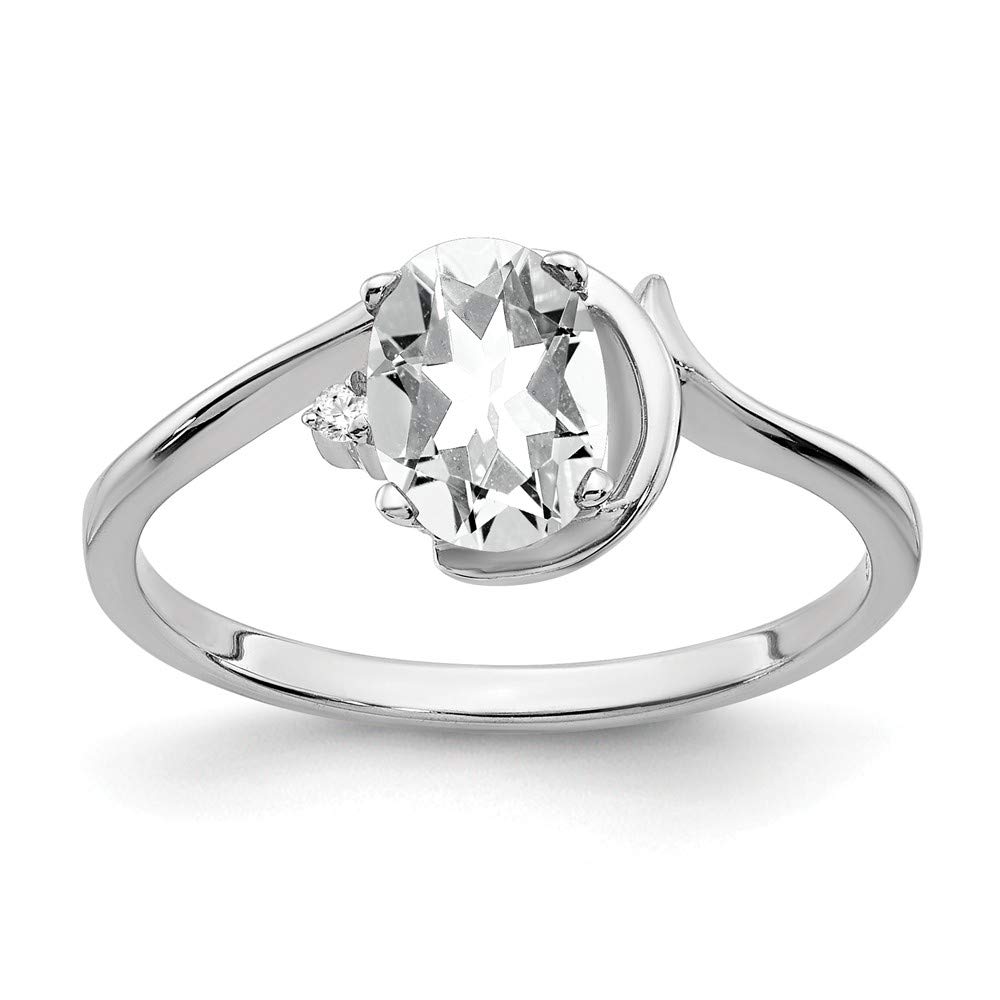 14K White Gold Oval Cubic Zirconia Ring - 7x5mm CZ Diamond Anniversary Band for Women - Perfect Gift for Wedding, Engagement & Special Occasions