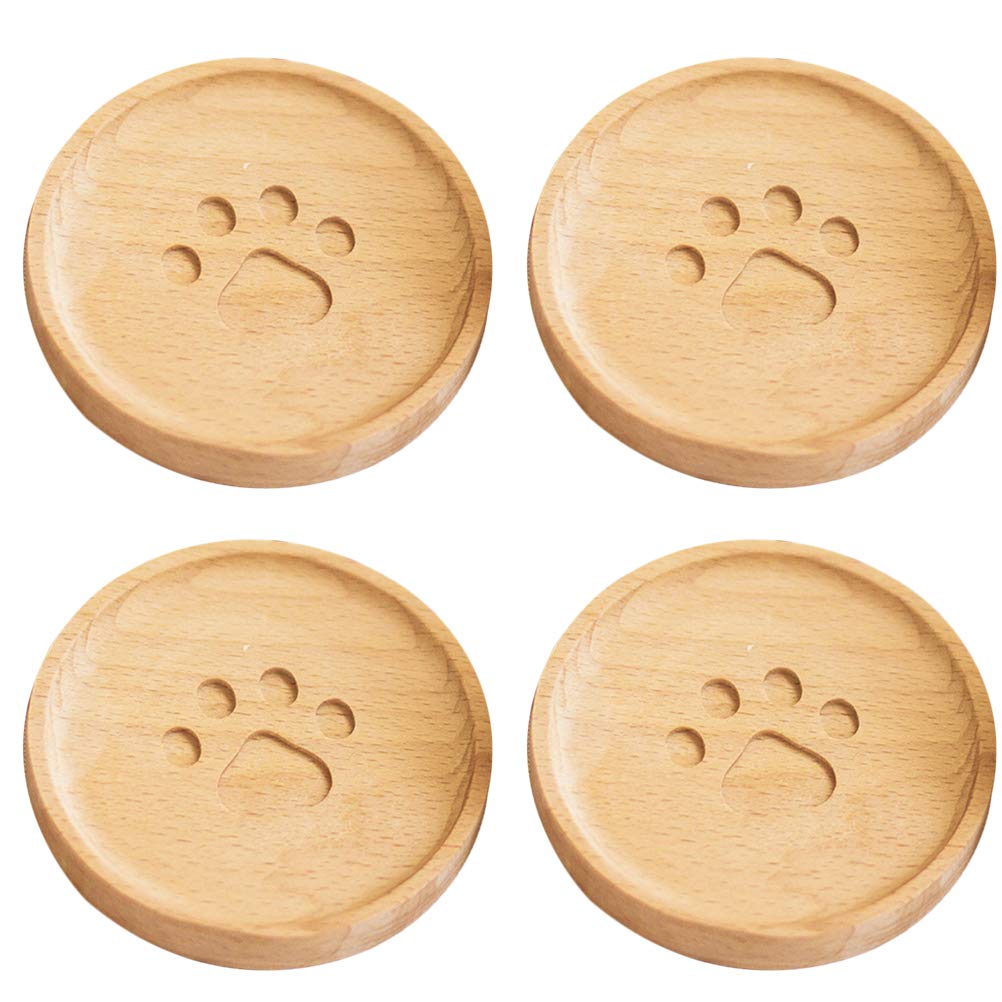 ARTIBETTER 4-Pack Wooden Coasters for Drinks - Geometric Round Tea Cup Mats with Heat Insulation & Non-Slip Base - Perfect for Coffee Tables, Office Desks, and Home Decor