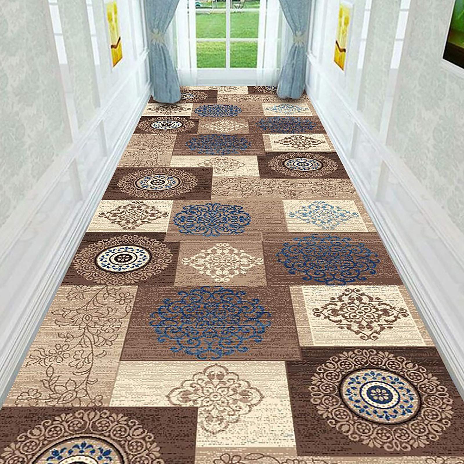 Non-Slip Runner Rug - Washable Polyester Hallway Carpet | Soft Touch Entrance Mat with Custom Length & Cuttable Design | Perfect for Home, Office & High Traffic Areas