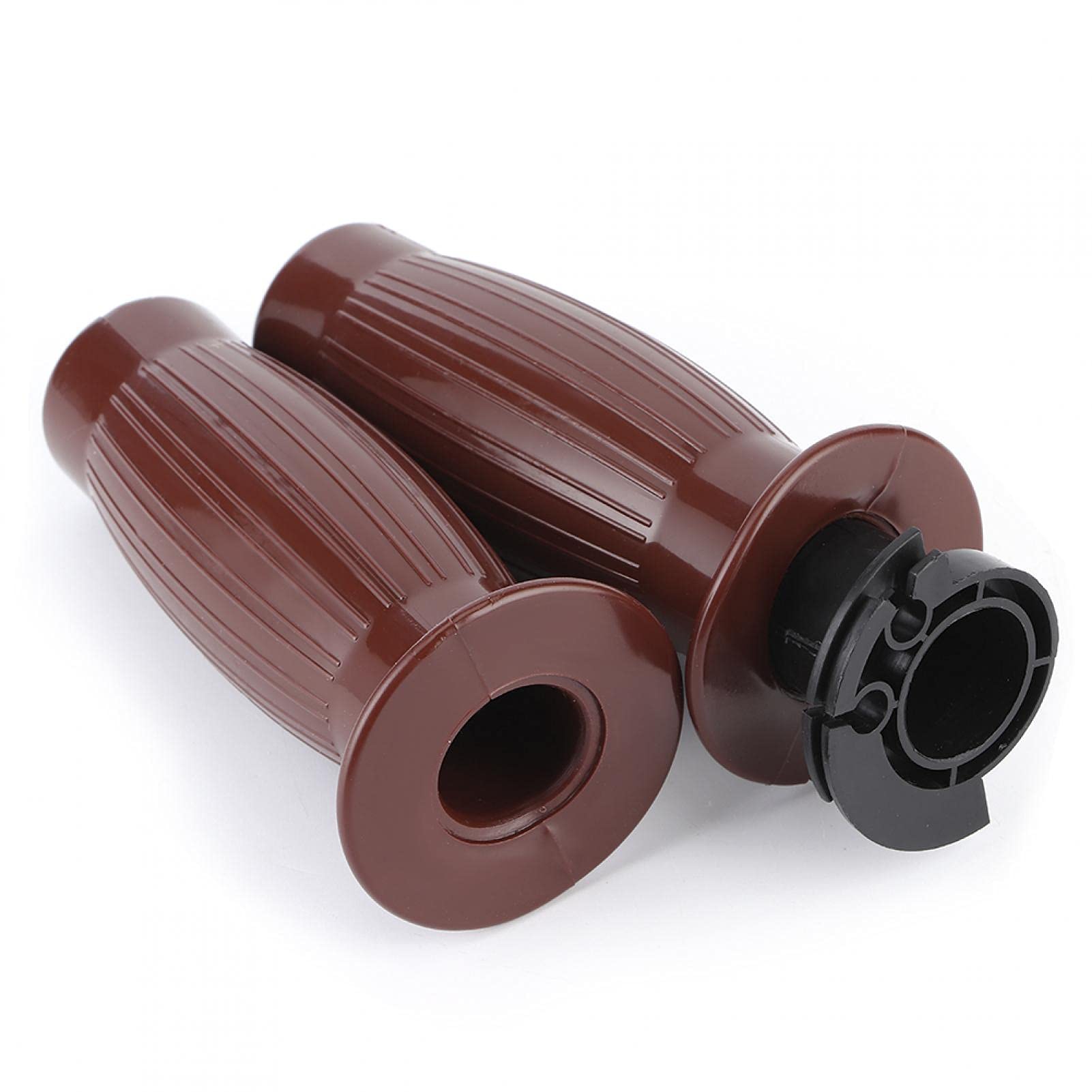 2pcs 7/8in Non-Slip Motorcycle Handle Grips - Brown Retro Rubber Throttle Grip for Cruiser & Cafe Racer Bikes