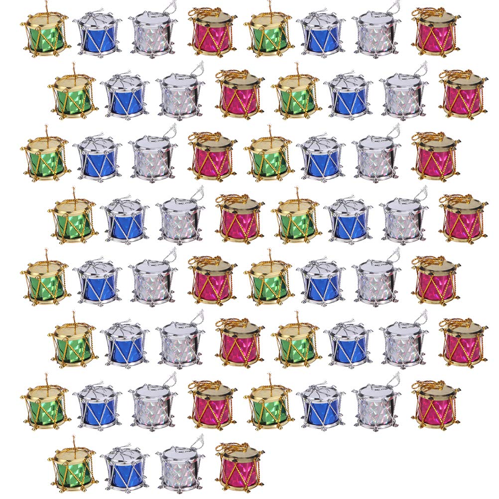 60 Pcs Christmas Snare Drum Ornaments - Hanging Drum Decorations for Xmas Tree, Holiday Party & Home Decor - Festive Musical Theme Christmas Tree Pendants