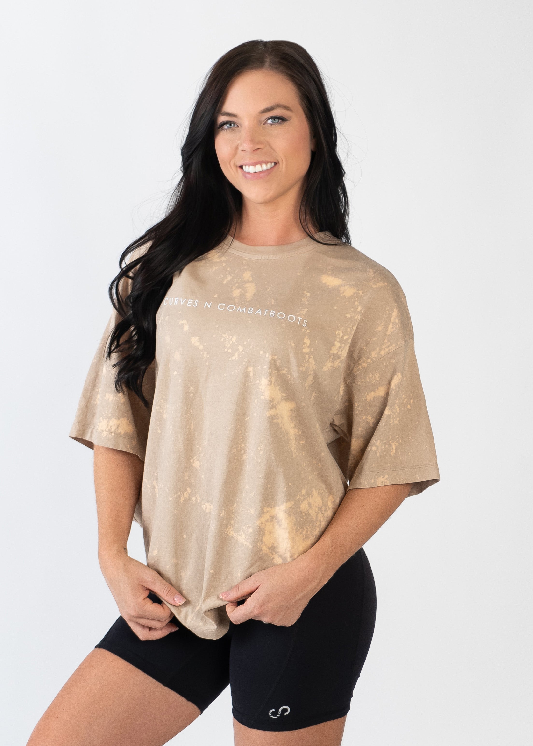 Oversized T-Shirt for Women - Soft Bleached Khaki Cotton Tee | Loose Fit Casual Shirt for Streetwear, Loungewear & Everyday Outfits