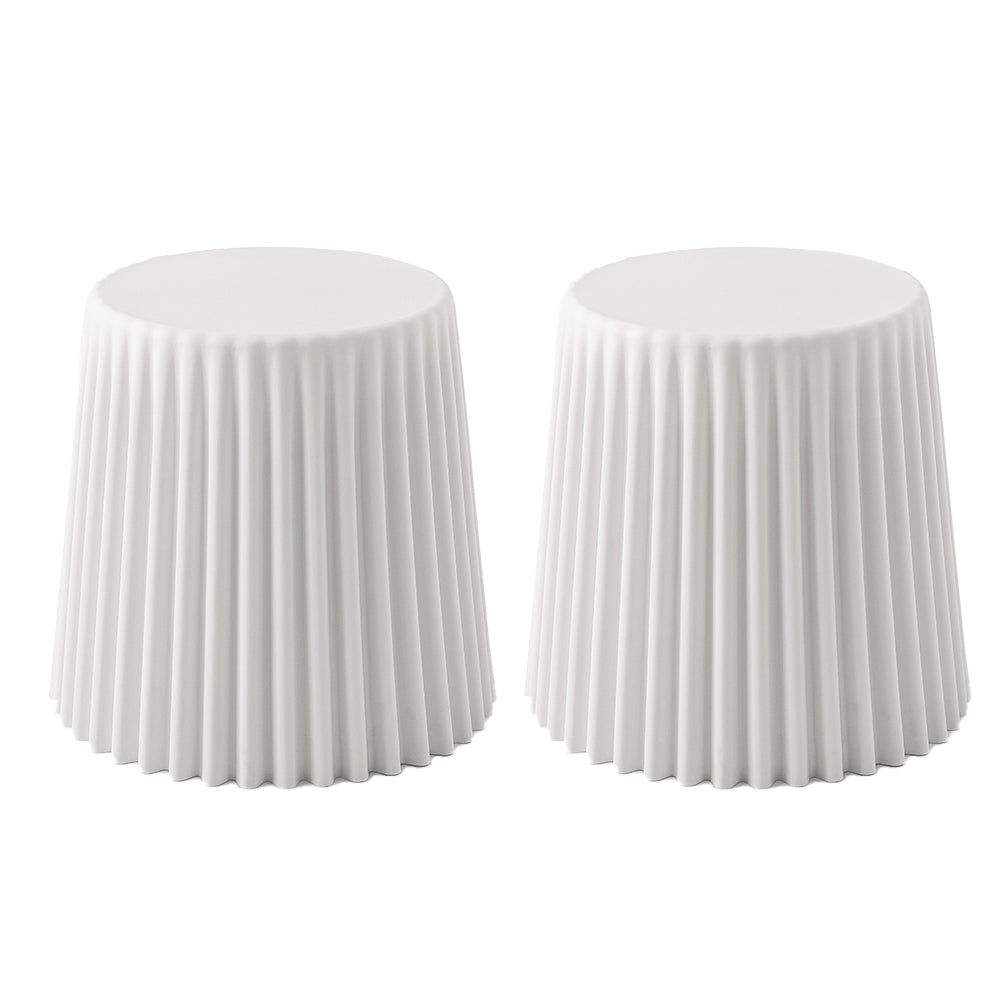 2-Pack White Plastic Cupcake Bar Stools - Durable & Stylish Foot Stools for Kitchen, Breakfast Nook, or Home Bar Decor