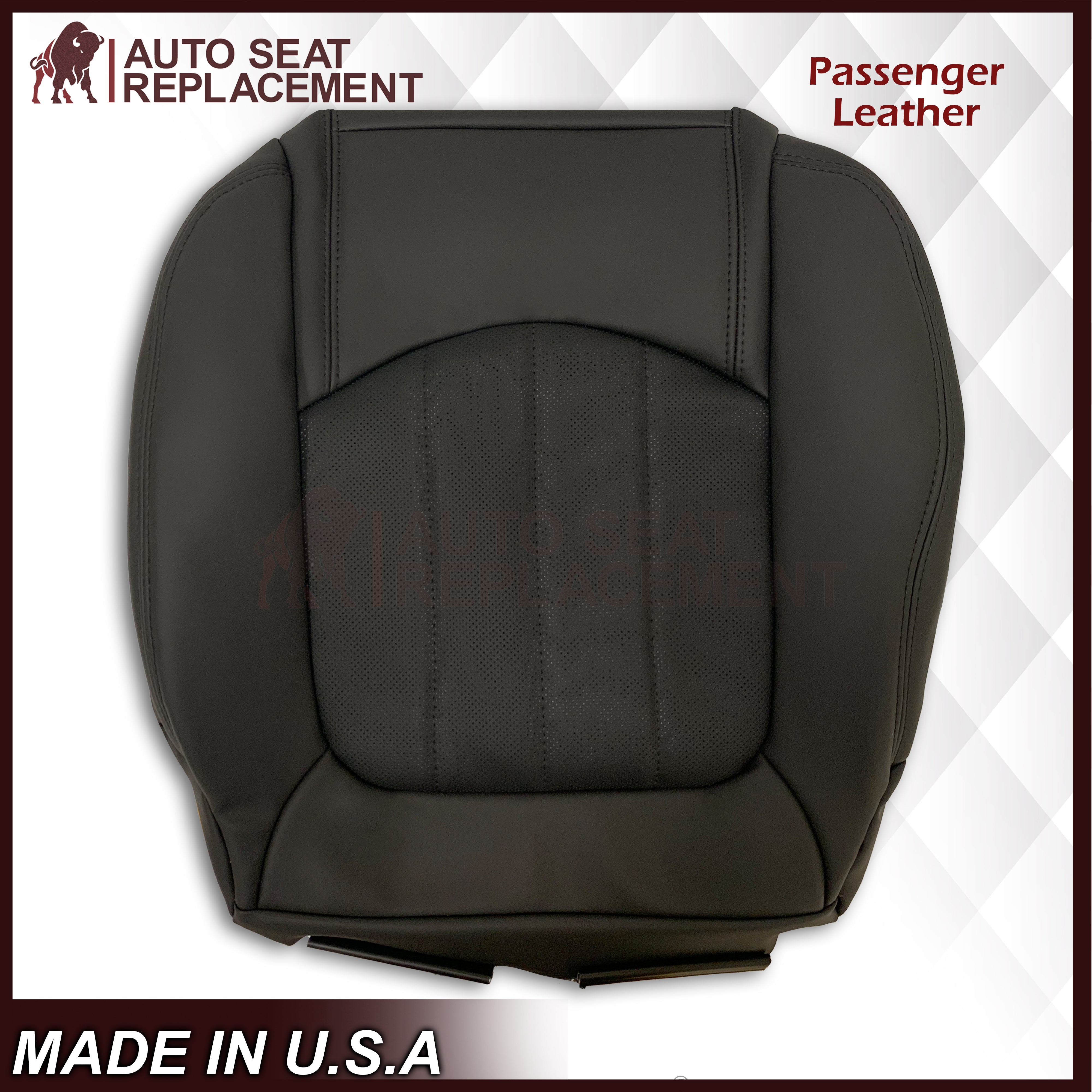 2009-2012 Chevrolet Traverse LTZ Black Perforated Seat Covers - Genuine Leather or Premium Vinyl Options for Driver & Passenger Seats - Perfect for Road Trips & Daily Commuting
