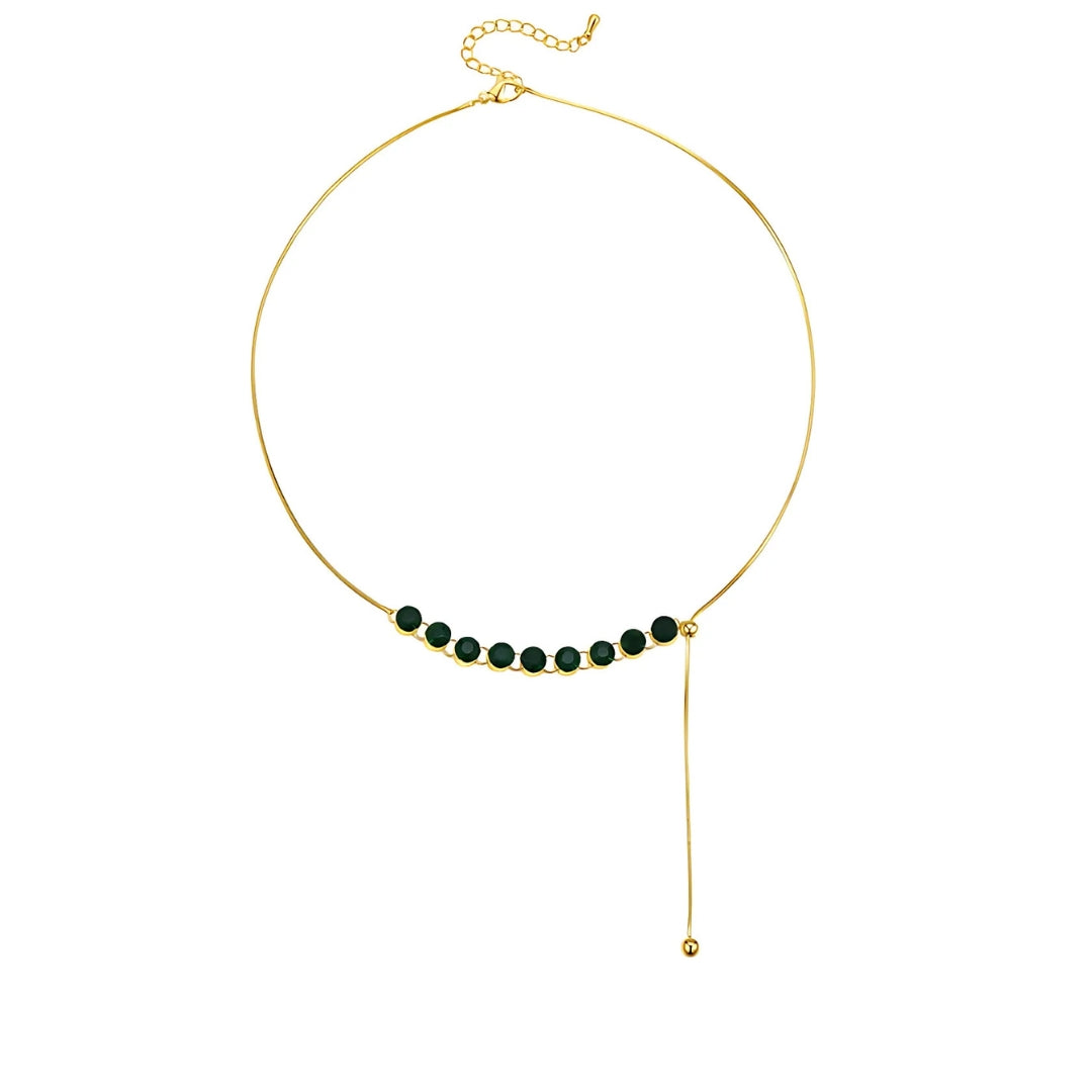 Dainty Green CZ Adjustable Chain Necklace | Elegant Jewelry for Women | Perfect for Parties, Weddings & Everyday Wear | HN2329