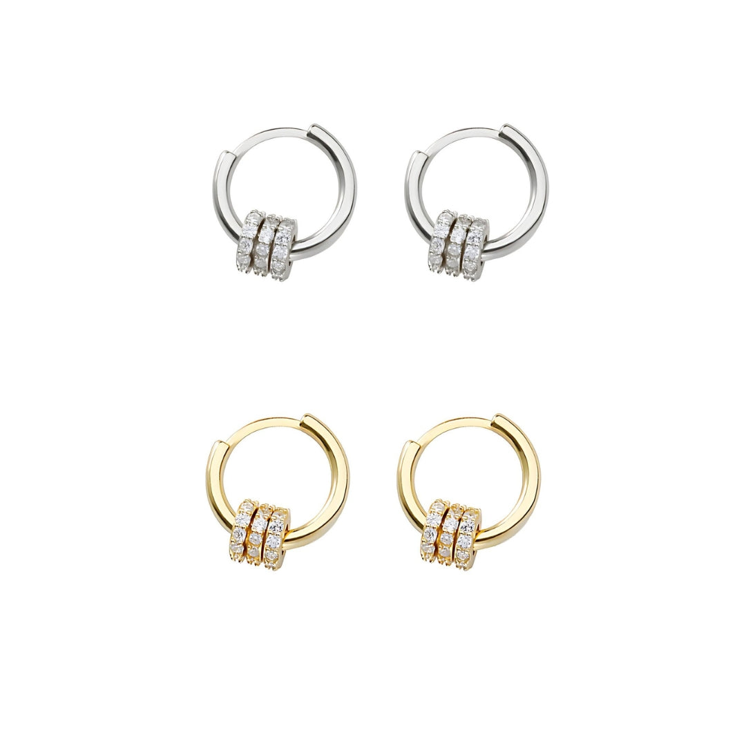 Multi-Way Geometric Small Ring Huggie Hoop Earrings for Women | HE3882 | Minimalist Stackable Earrings for Everyday Wear, Work & Date Night