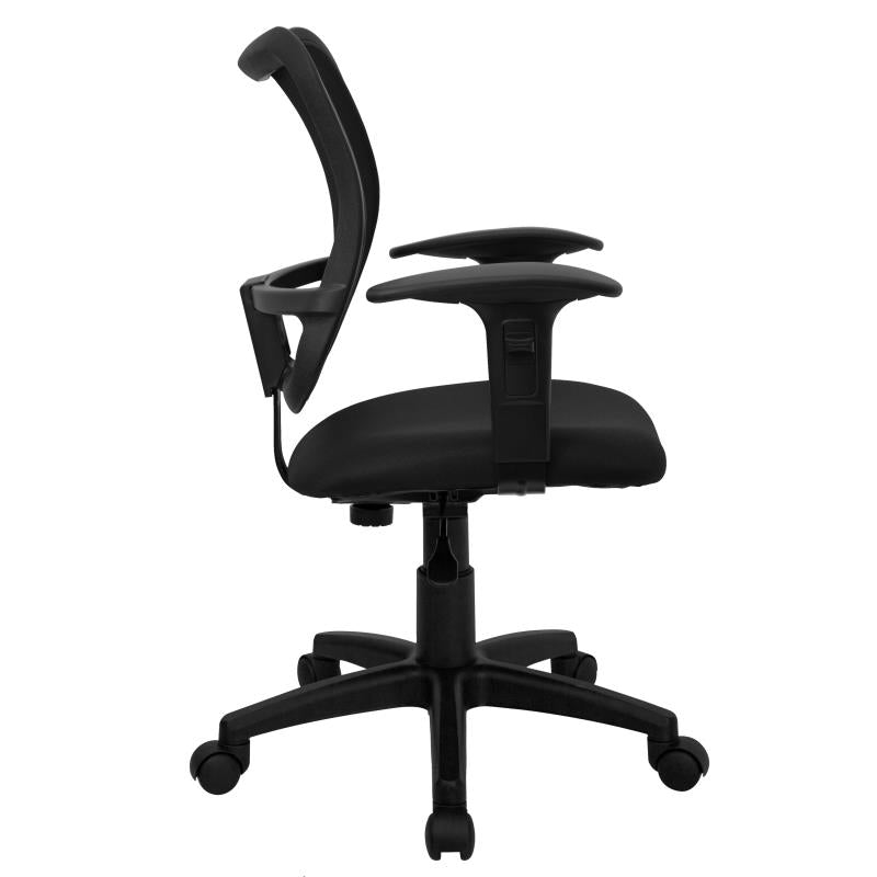 FLASH Mid Back Black Mesh Swivel Task Office Chair - Ergonomic Adjustable Height Computer Desk Chair for Home & Office Use - Perfect for Long Hours of Work or Gaming