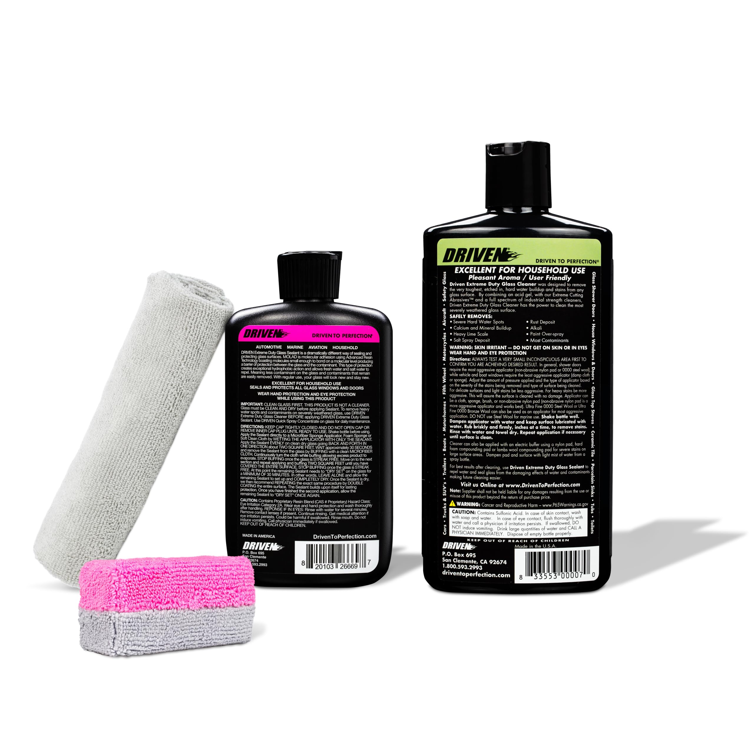 DRIVEN Extreme Duty Glass Cleaner & Sealant Bundle - Streak-Free Shine for Cars, Windows & Mirrors - Perfect for Auto Detailing & Home Cleaning