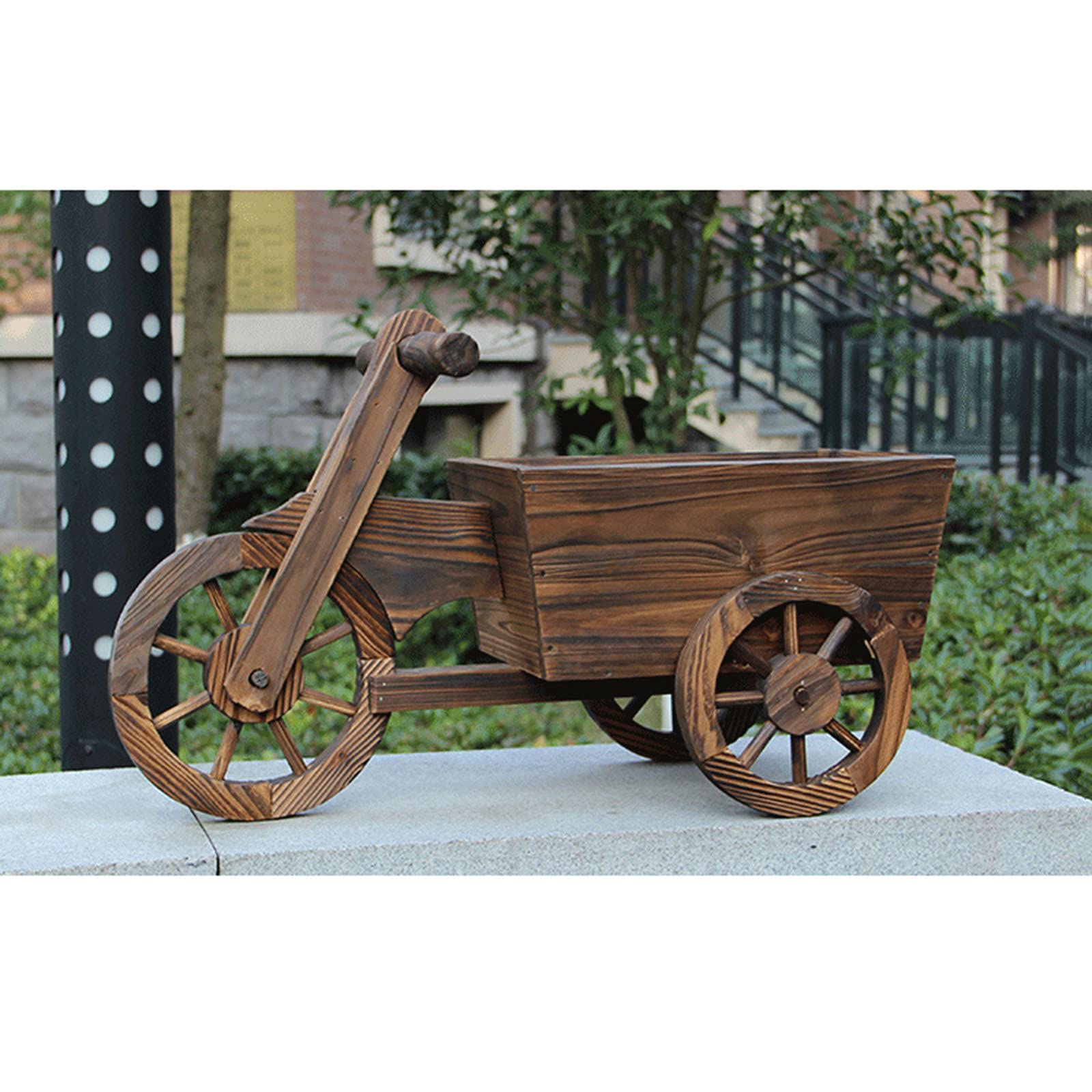 Modern Wooden Plant Stand Shelf - Indoor/Outdoor Potted Flower Holder, Tricycle Planter Rack for Garden, Patio, Balcony Decoration | Durable Natural Wood Design for Home, Office & Outdoor Spaces