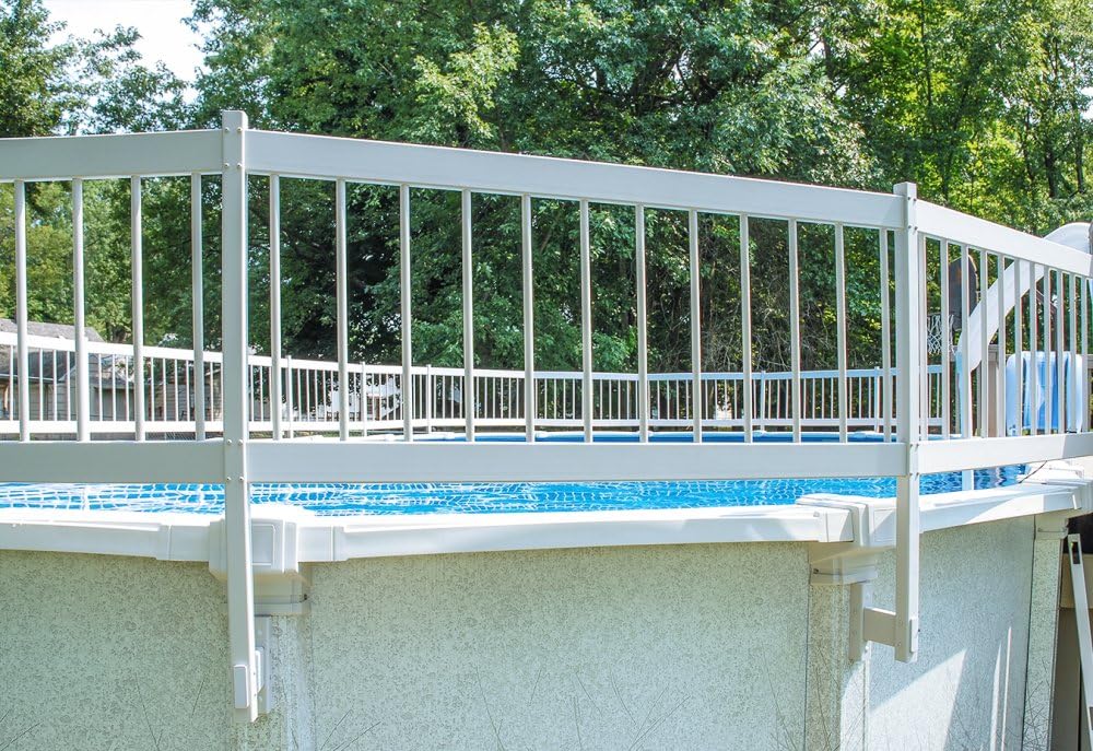 Premium UV-Protected Vinyl Above Ground Pool Safety Fence | Aqua Select Resin Base | Secure Pool Toys & Deter Intruders | Easy Install Kit B (3 Sections) | White | Perfect for Backyard, Family Safety & Poolside Organization