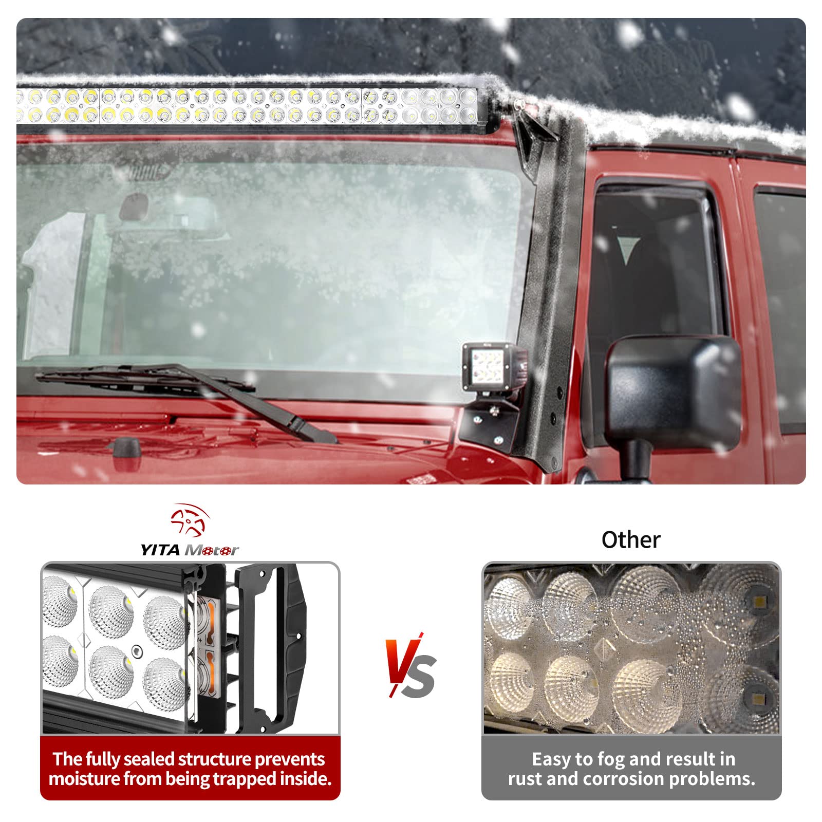 YITAMOTOR 42 Inch LED Light Bar - 400W Off Road Driving Light with Wiring Harness for Trucks, Jeeps, Pickups, 4WD, ATV, UTV, SUV, Boats - Waterproof Fog Lights for Night Off-Roading, Camping, Hunting & Emergency Use