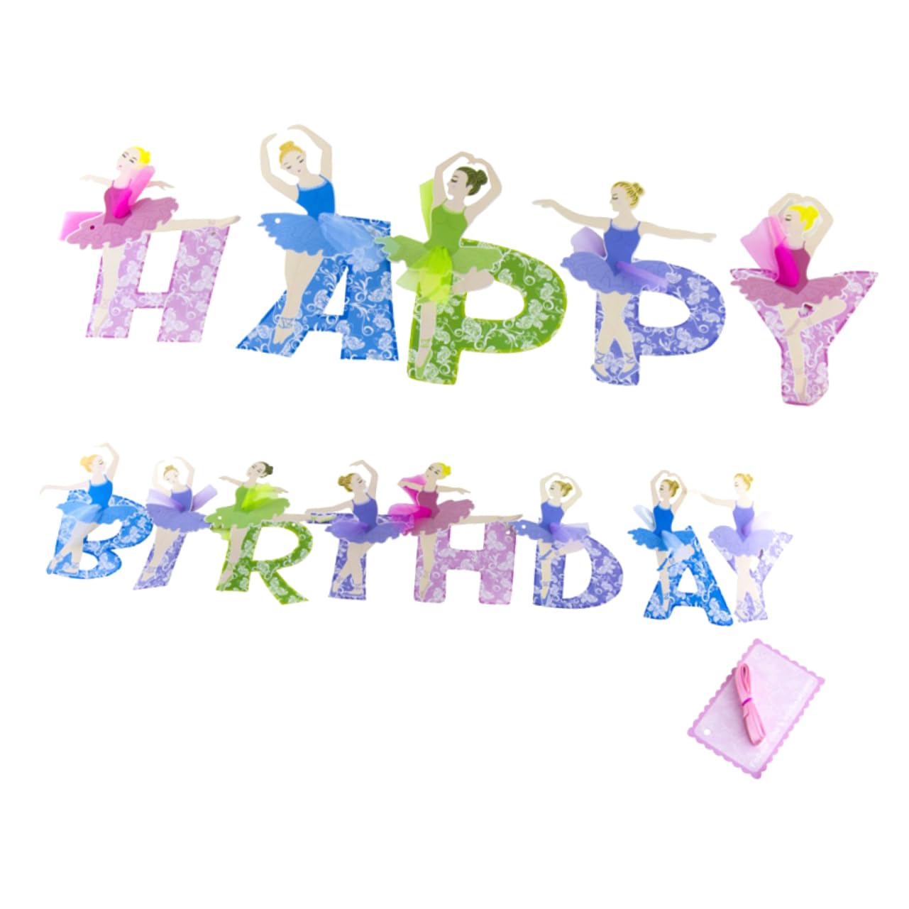KOMBIUDA Ballet Themed Birthday Party Decorations - 24 Pack Colorful Paper Flags & Banner for Girls Celebration | Perfect for Ballet Recitals, Birthday Parties & Baby Showers