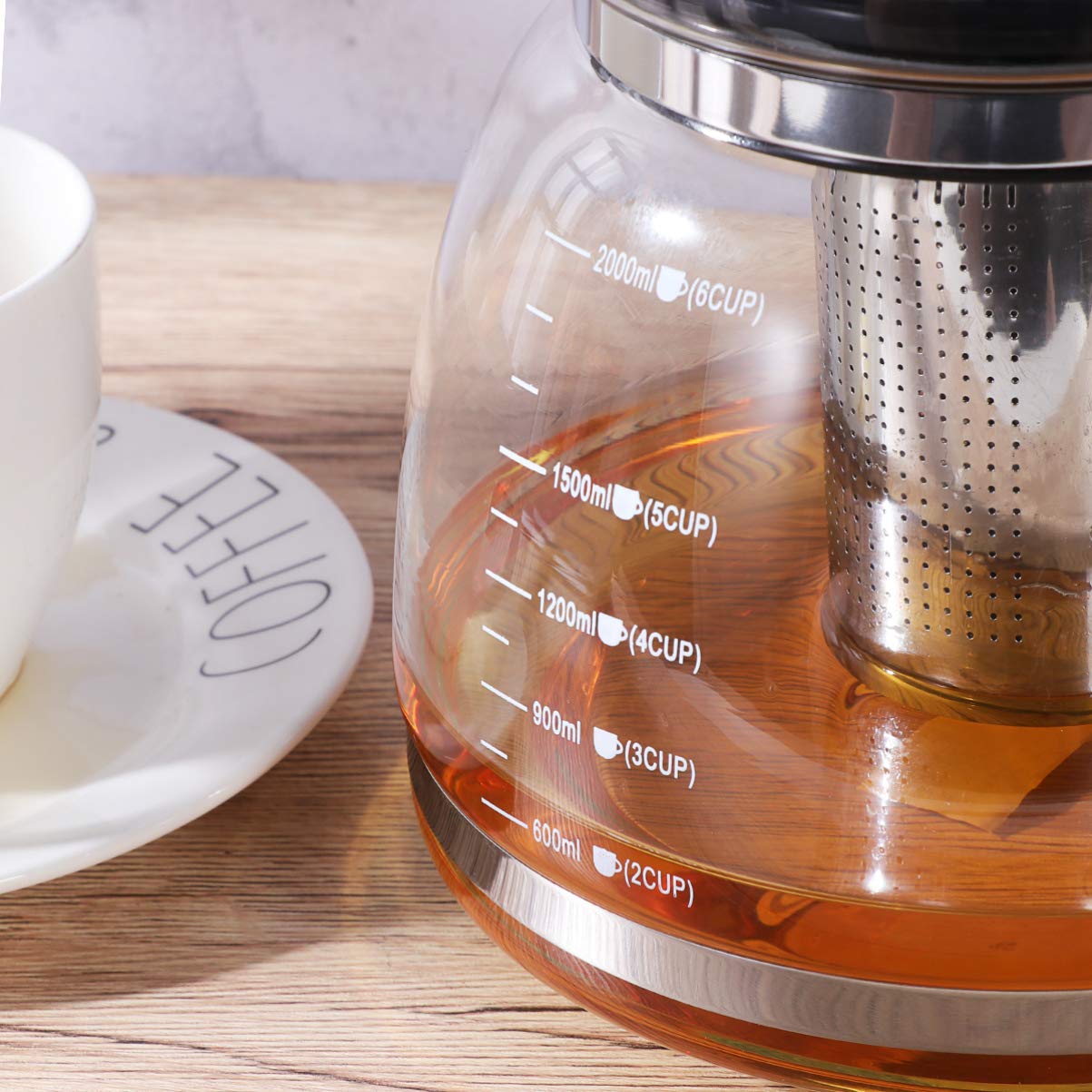 Premium Glass Teapot with Removable Stainless Steel Infuser - Stovetop Safe Loose Leaf Tea Maker - Ideal for Home, Office & Gift Giving (Black)