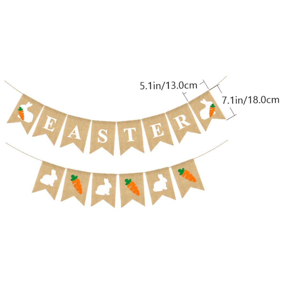 Garneck 3-Pack Elegant Easter Linen Bunting Flags - Swallowtail Design with Carrot & Rabbit Motifs for Spring Party Decor | Perfect for Home, Garden, and Easter Celebrations