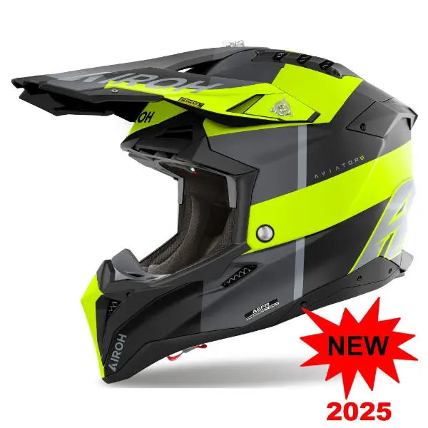 Airoh Aviator 3 Monarch Matt Yellow Motorcycle Helmet - DOT & ECE Certified Full Face Helmet for Street Bikes - Lightweight & Ventilated for Comfortable Riding - Perfect for Commuting, Touring & Adventure Motorcycles