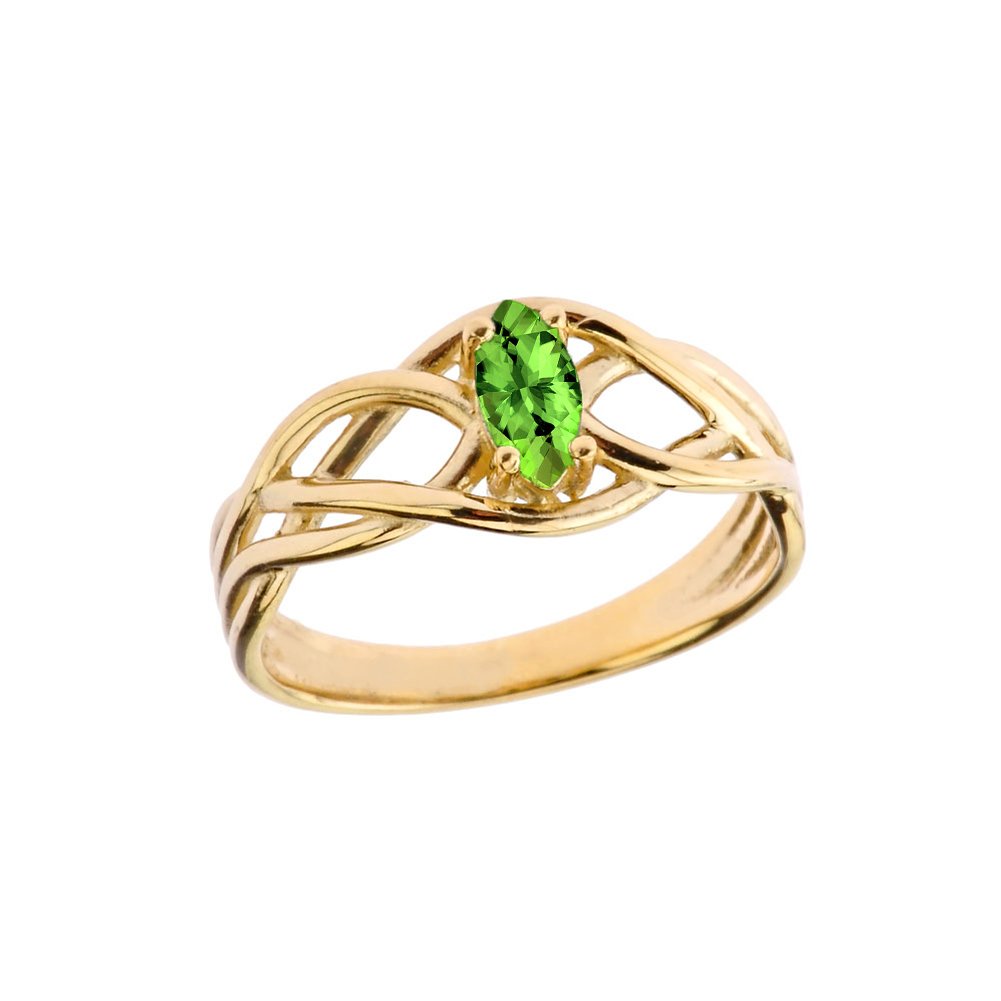 10K Yellow Gold August Birthstone Celtic Knot Engagement & Promise Ring - Size 6.25 - Perfect for Weddings, Anniversaries & Romantic Gifts
