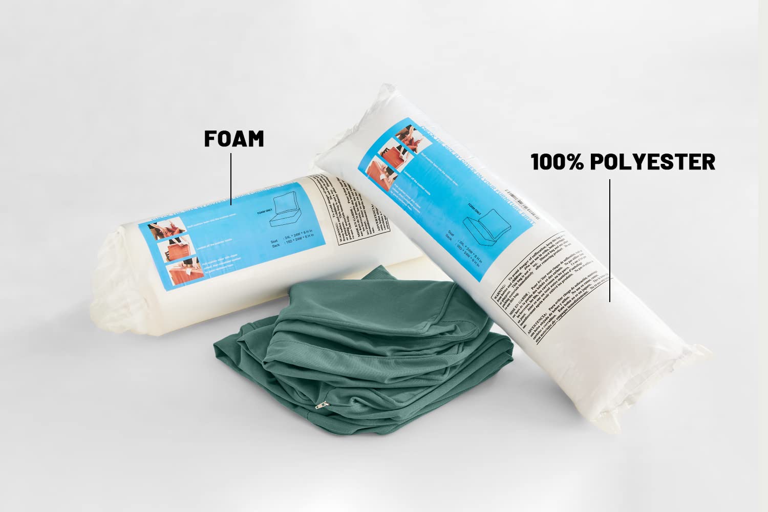 ARTPLAN 2-Piece Deep Seat Outdoor Patio Chair Cushions Set - 24x24x6 & 18x24 Inches Square Aqua Blue Waterproof Cushions for Patio Furniture, Garden, Poolside & Deck Chairs - All-Weather Comfort for Outdoor Relaxation