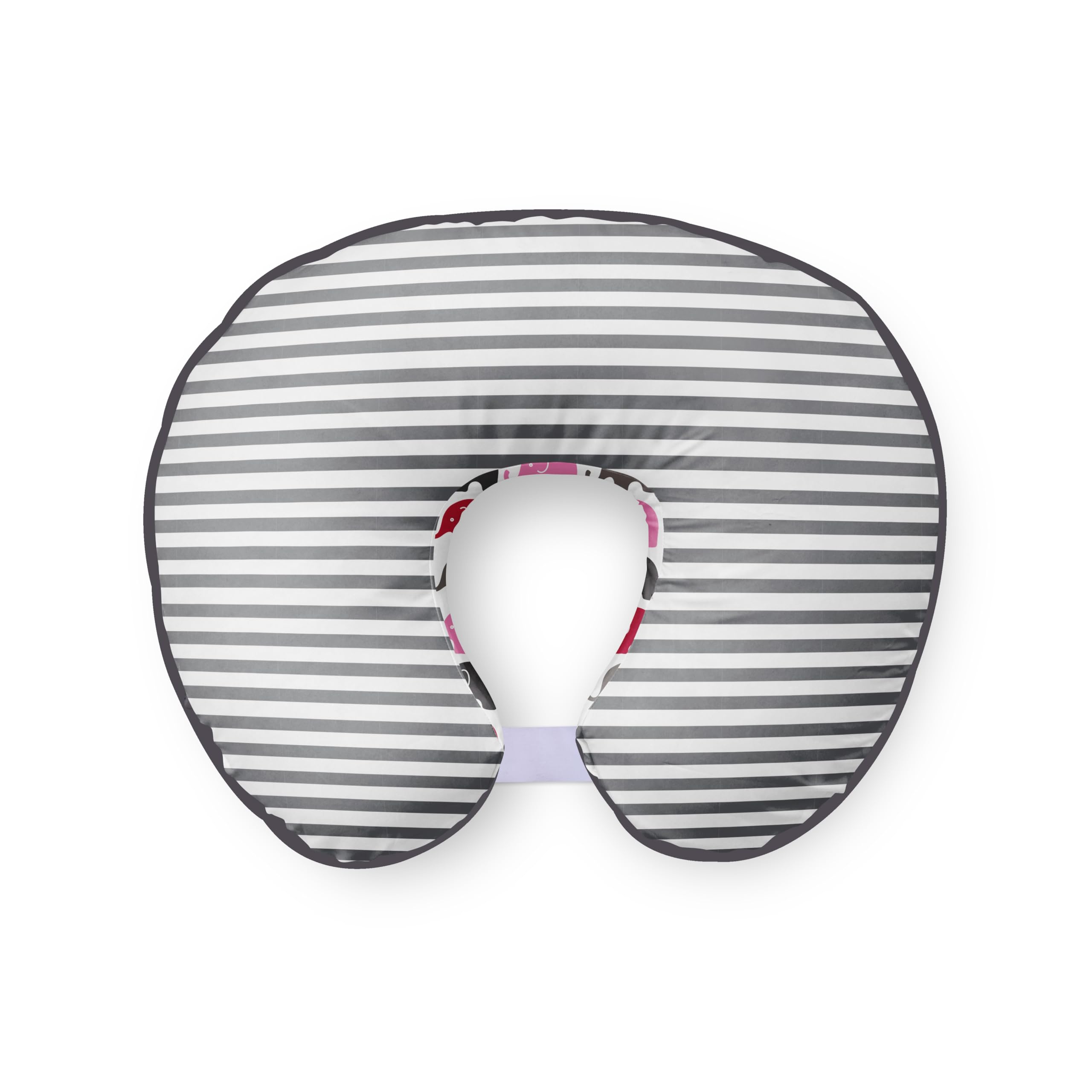 Bacati Ultra-Soft 100% Cotton Nursing Pillow Cover - Pink/Grey Two-Sided Design, Fits All Hugster Nursing Pillows & Positioners | Perfect for Breastfeeding, Baby Support & Comfortable Lounging
