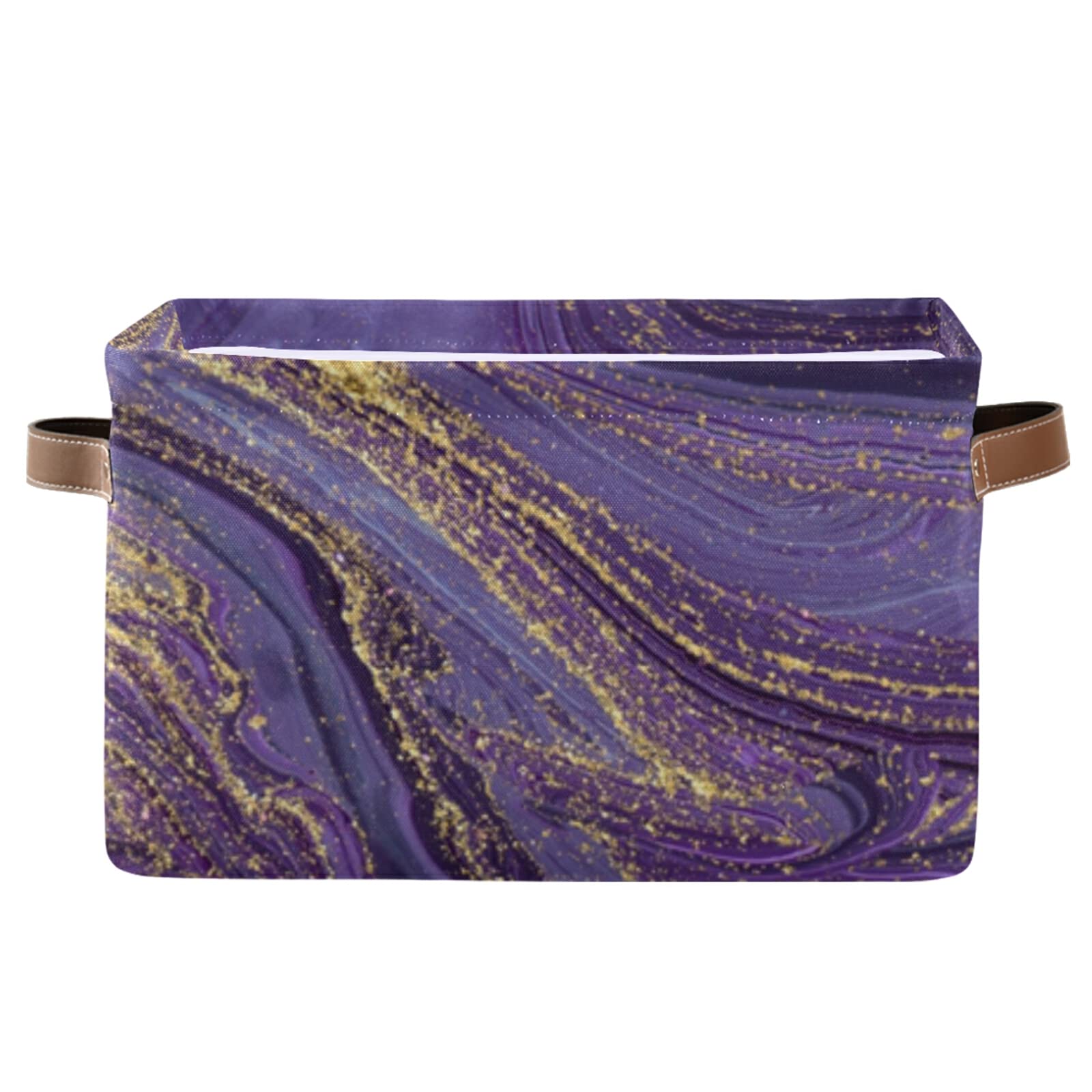 Purple Gold Collapsible Storage Bins - Foldable Canvas Storage Boxes & Organizer Cubes for Clothes, Toys, Books | Durable Handles, Space-Saving Design | Perfect for Bedroom, Closet, Nursery & Office Organization (1 Pack)