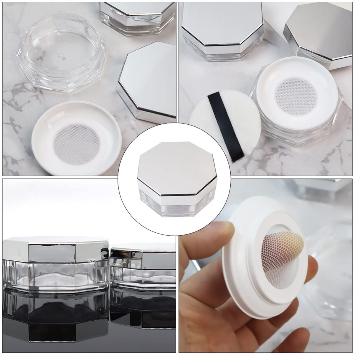 Minkissy Compact Mirror & Reusable Loose Powder Box - Portable Empty Powder Container for Makeup Touch-Ups | Travel-Friendly, Simple Design for On-the-Go Beauty Essentials