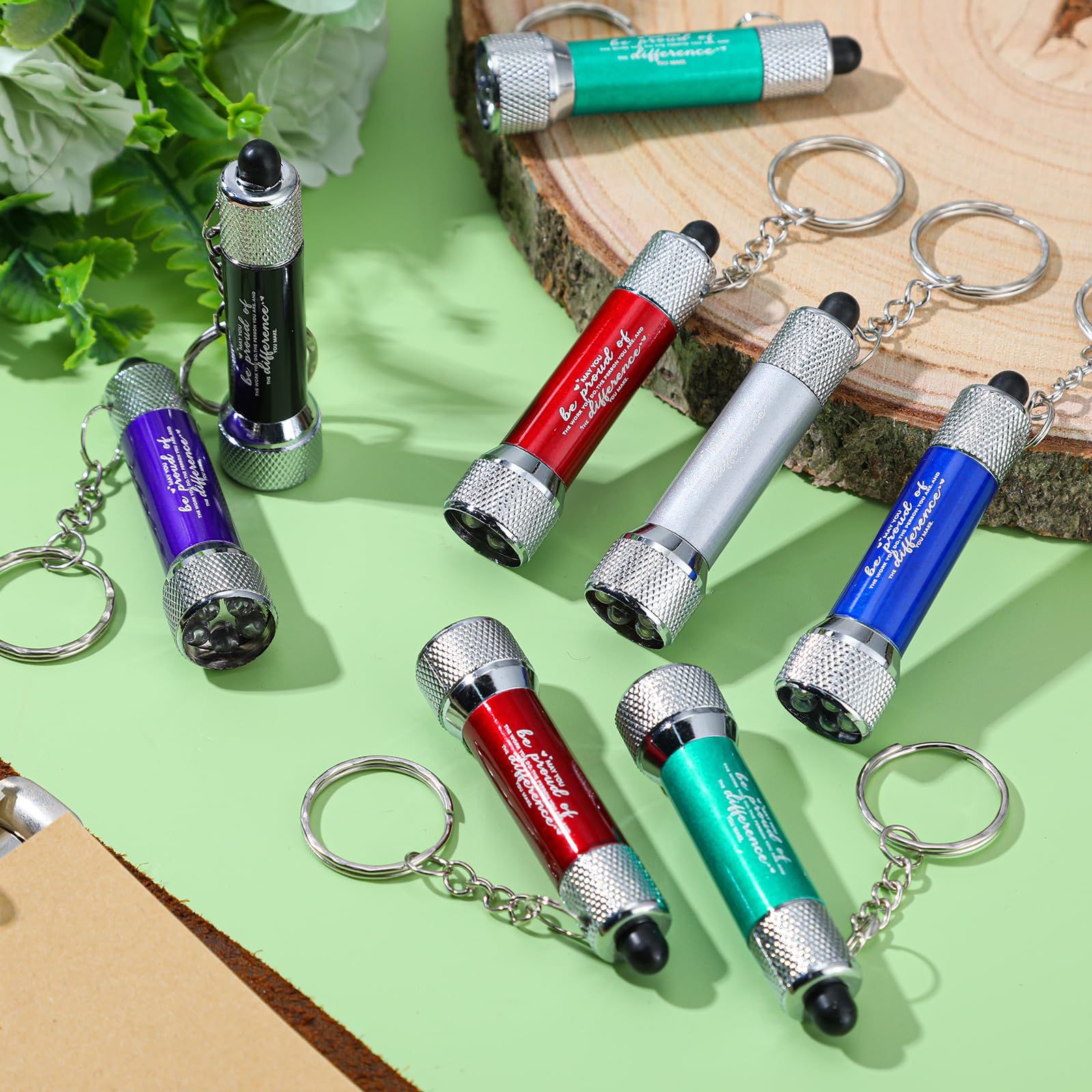 48 Pack Mini LED Flashlights with Keychain - Bright Portable Small Flashlights Bulk with 5 Bulbs & Batteries - Perfect for Employee Appreciation Gifts, Party Favors, Camping, Hiking & Emergency Kits (Be Proud of)