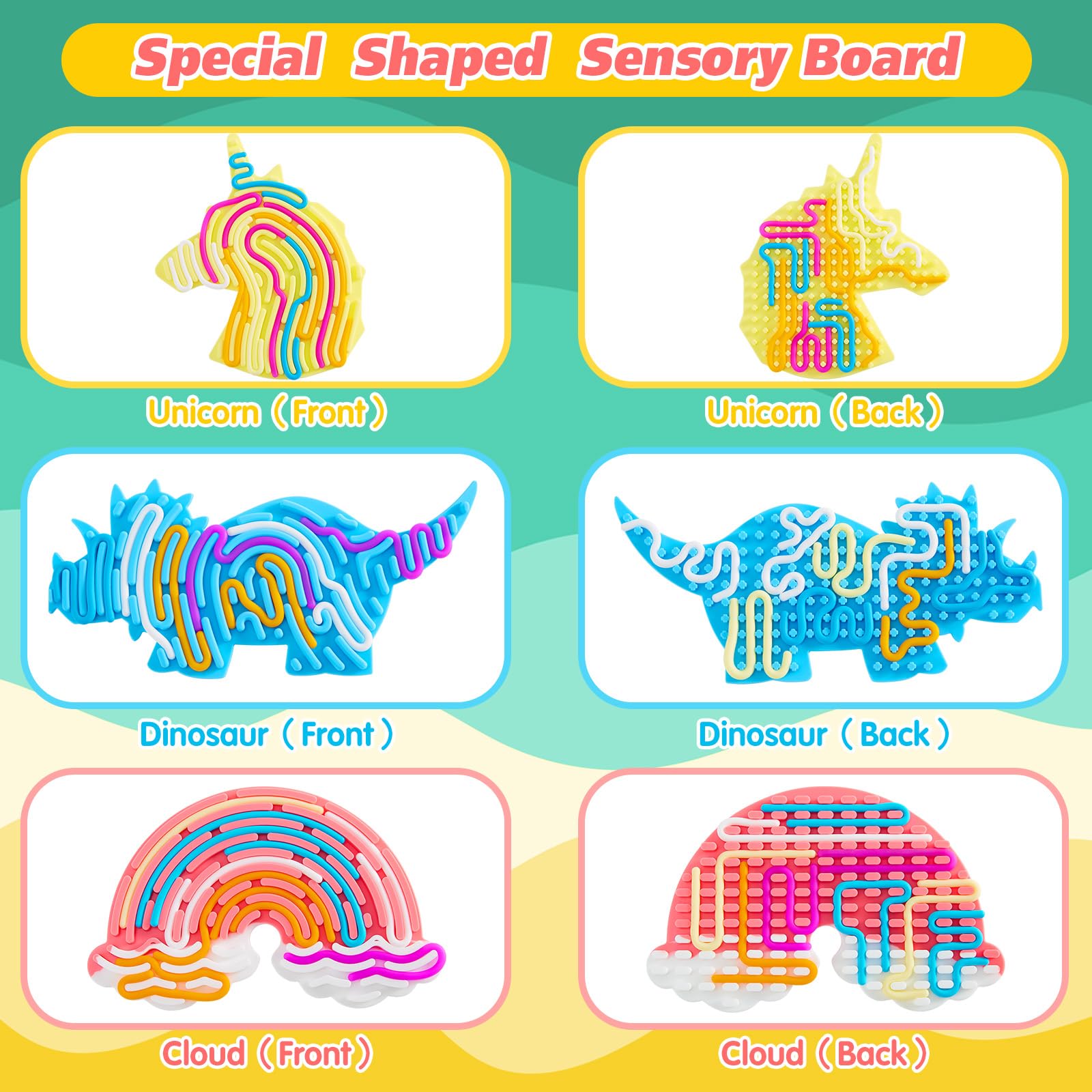 3Pcs Sensory Activity Board for Kids & Adults - Double Sided Fidget Toys for Stress Relief, Focus & Calming - Fine Motor Skill Busy Board for ADHD, Autism & Anxiety - Perfect for Home, School & Travel Use