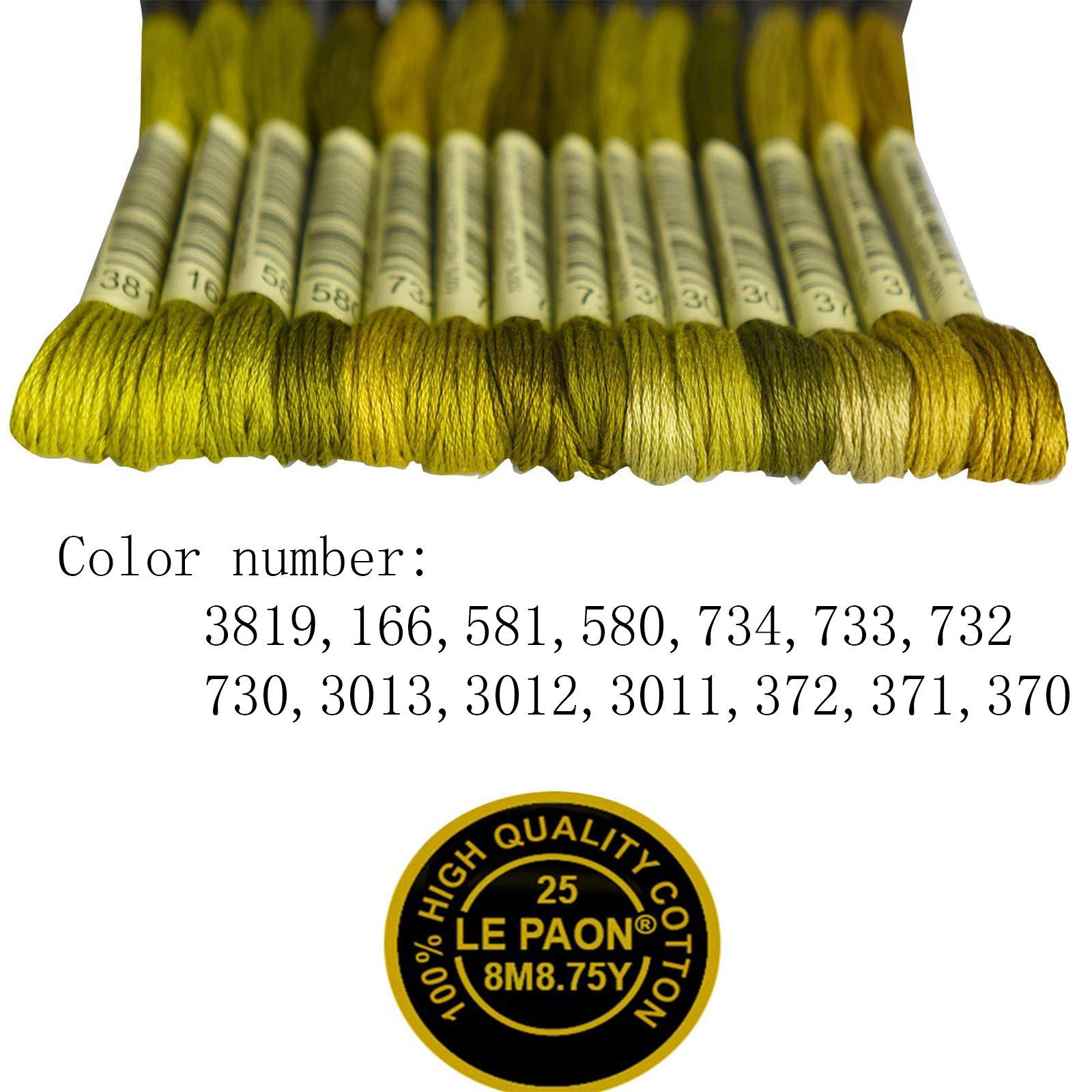 Premium Rainbow Color Embroidery Floss for Cross Stitch, Friendship Bracelets & DIY Crafts - 14 Skeins Per Pack (Medium Olive Gradient) - Perfect for Needlework, Handmade Jewelry & Creative Projects